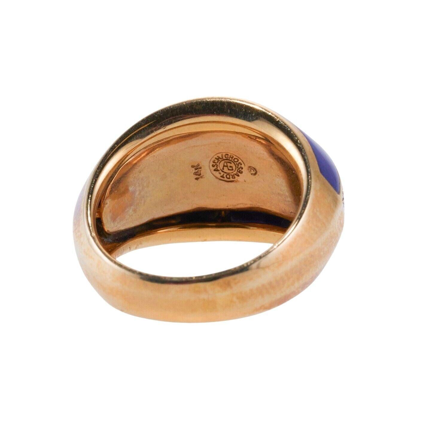 Asch Grossbardt Inlay Mother of Pearl Onyx Opal Lapis Diamond Gold Ring