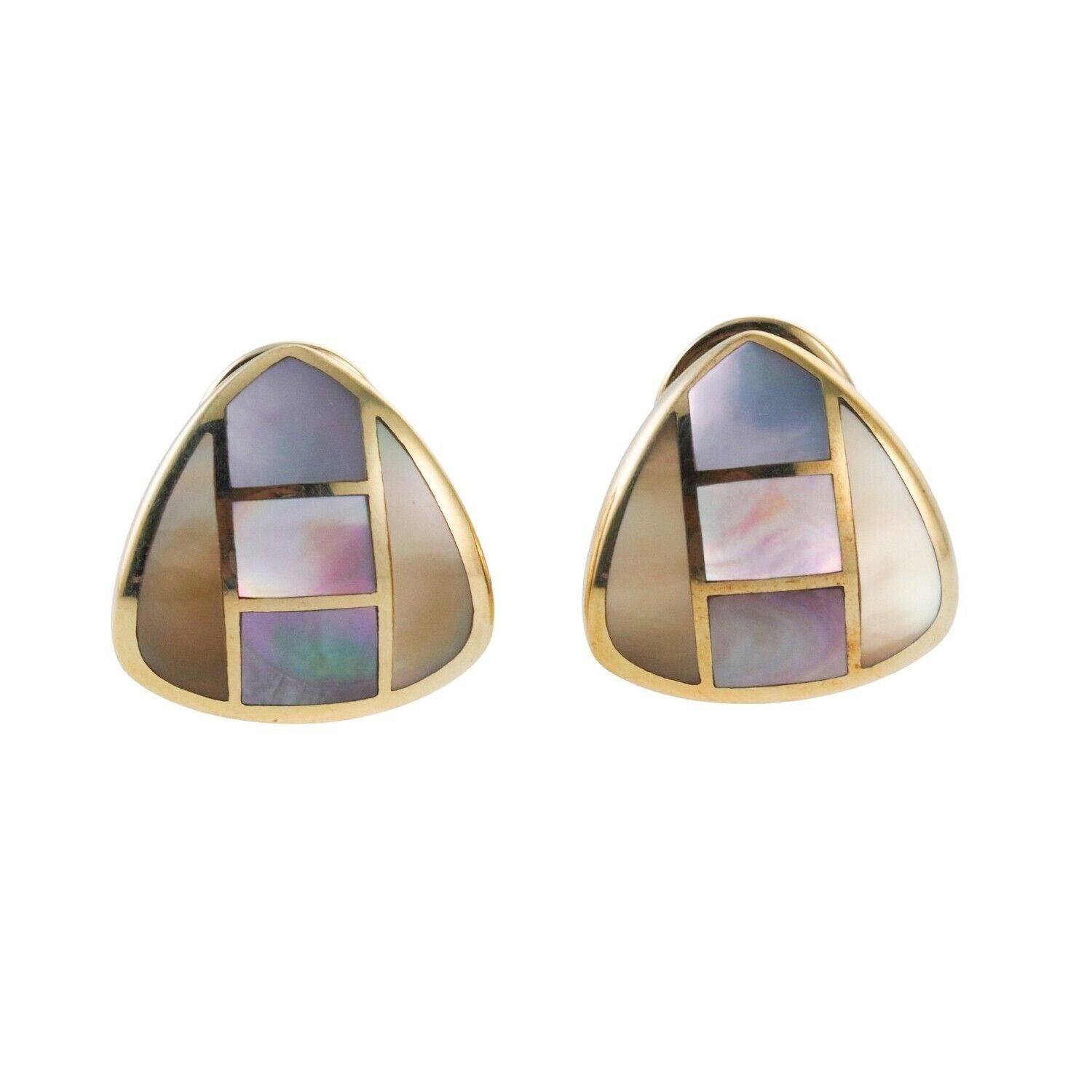 Asch Grossbardt MOP Inlay Gold Earrings
