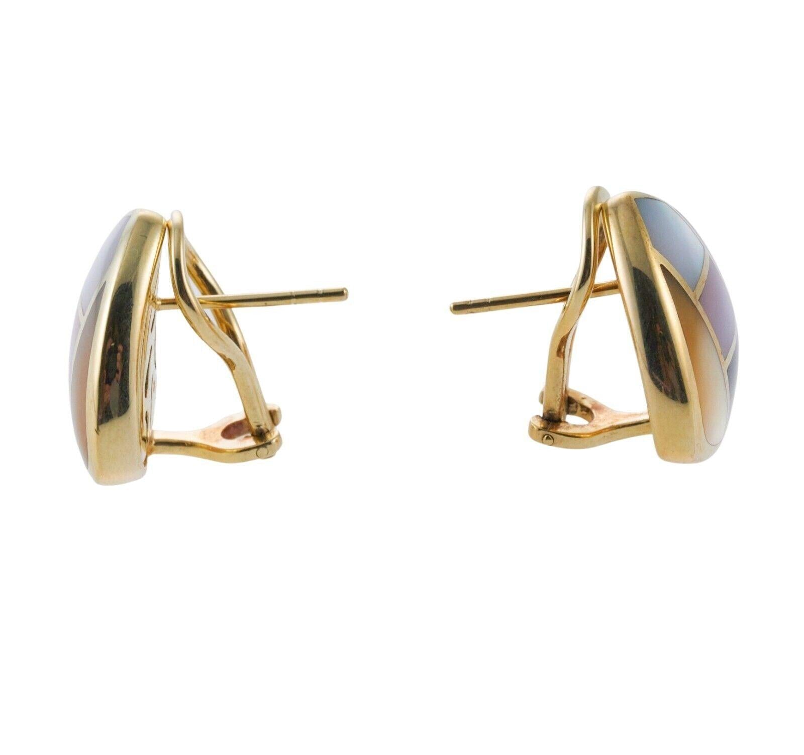Asch Grossbardt MOP Inlay Gold Earrings