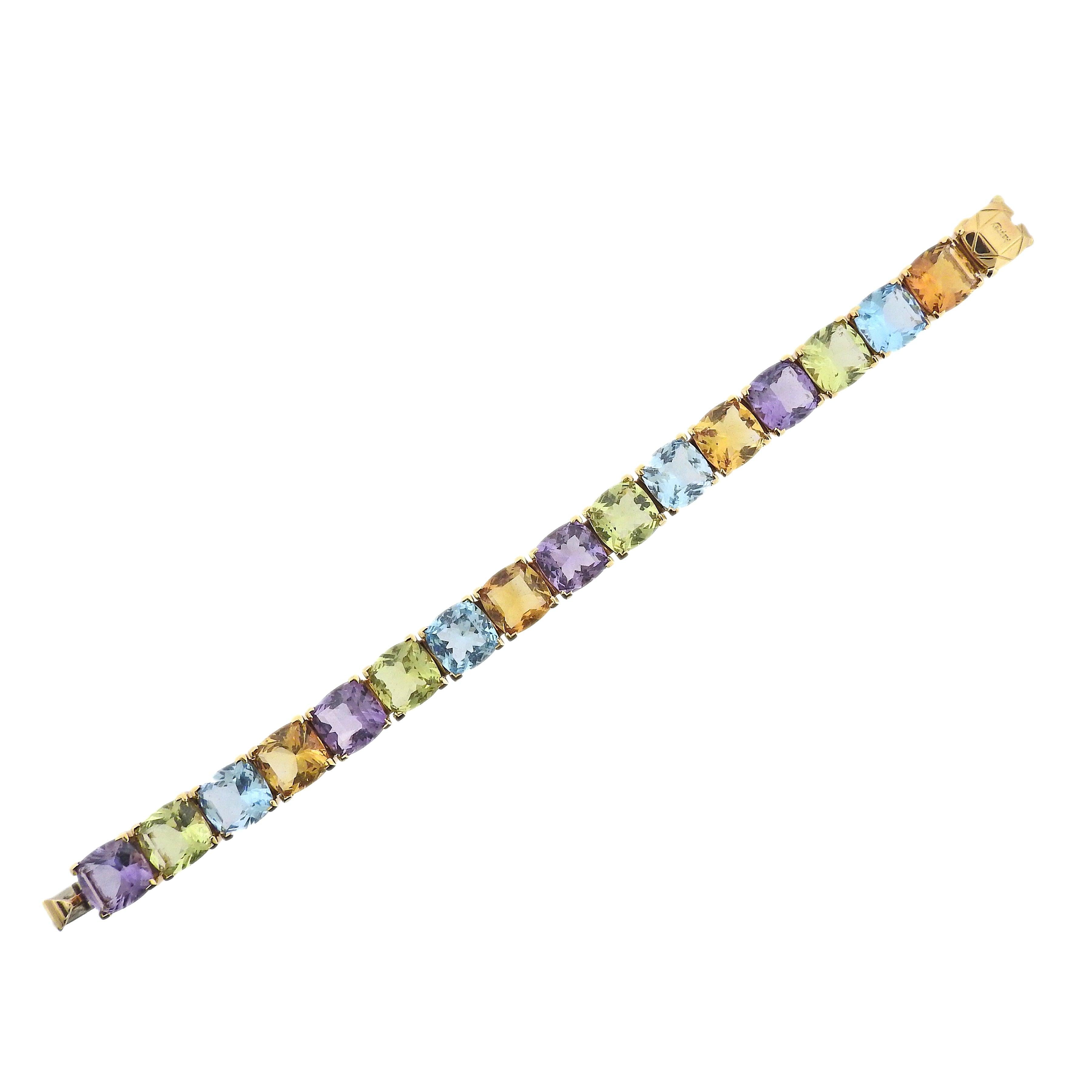 Asprey Multi Color Gemstone Gold Bracelet