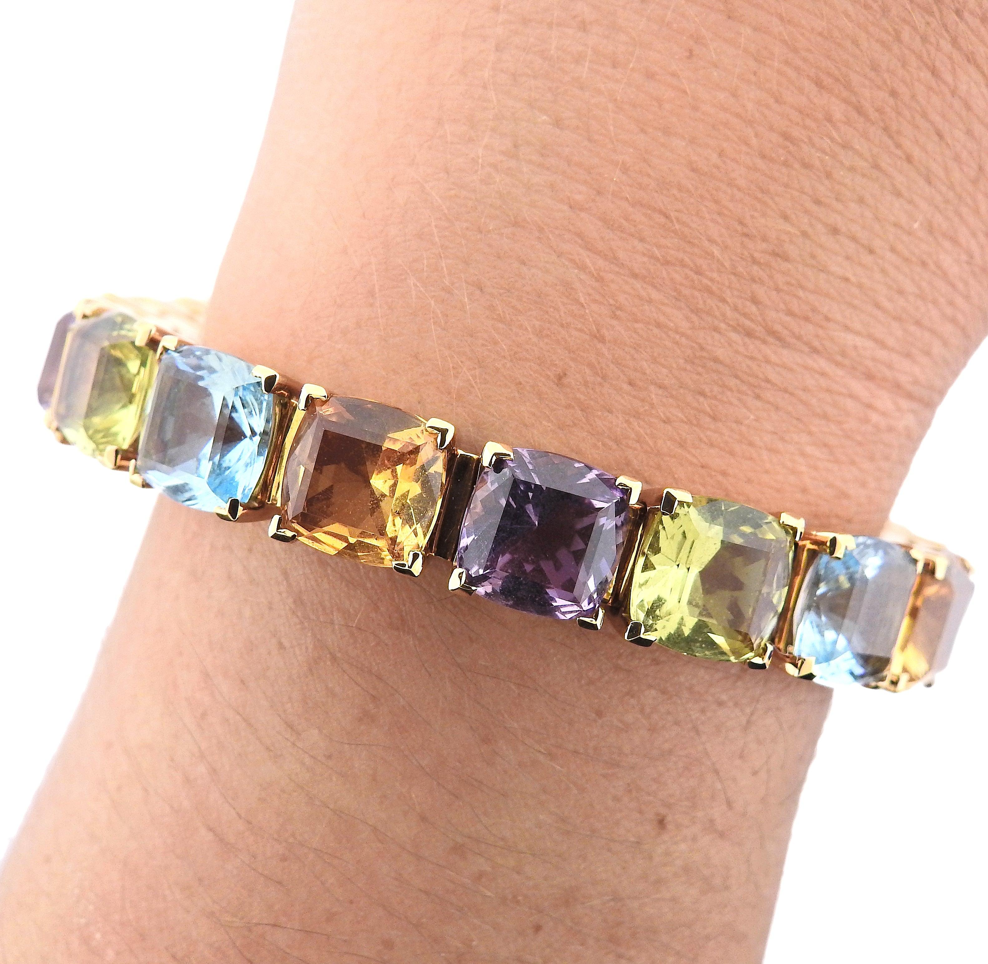 Asprey Multi Color Gemstone Gold Bracelet