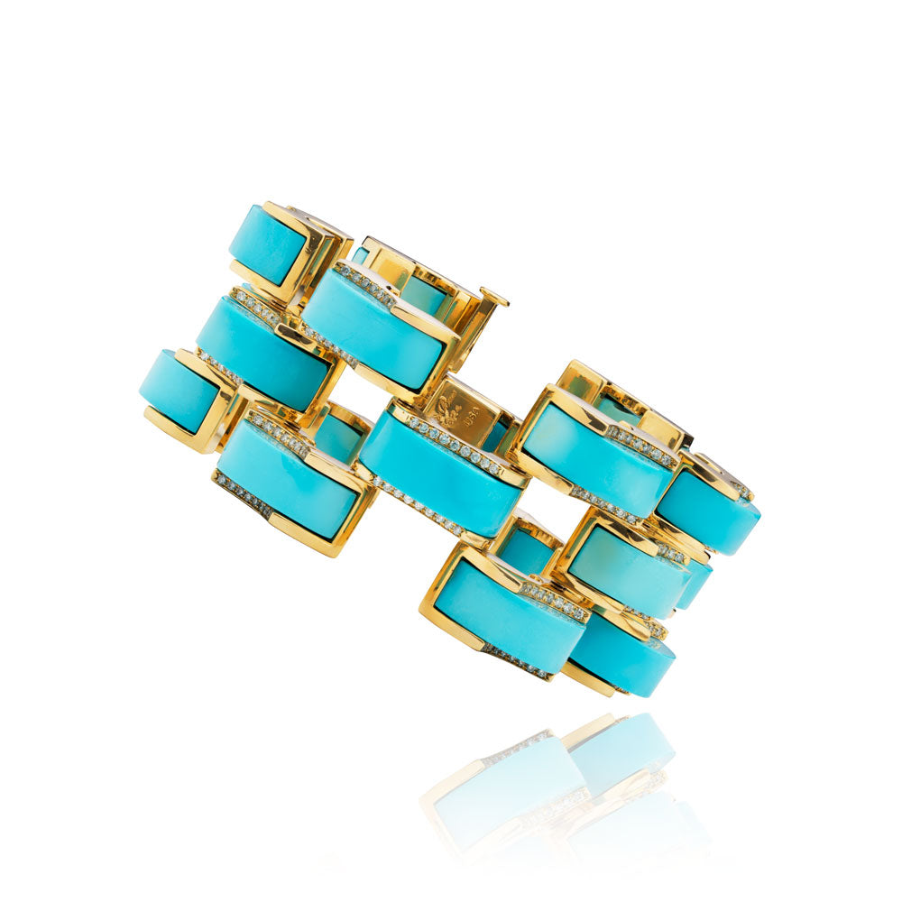 Aletto Brothers Turquoise Diamond Spes Gold Bracelet
