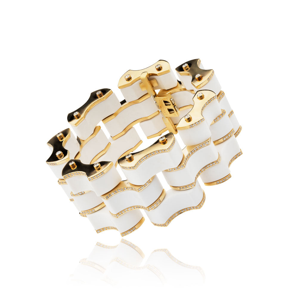 Aletto Brothers White Onyx Diamond Gold Bracelet