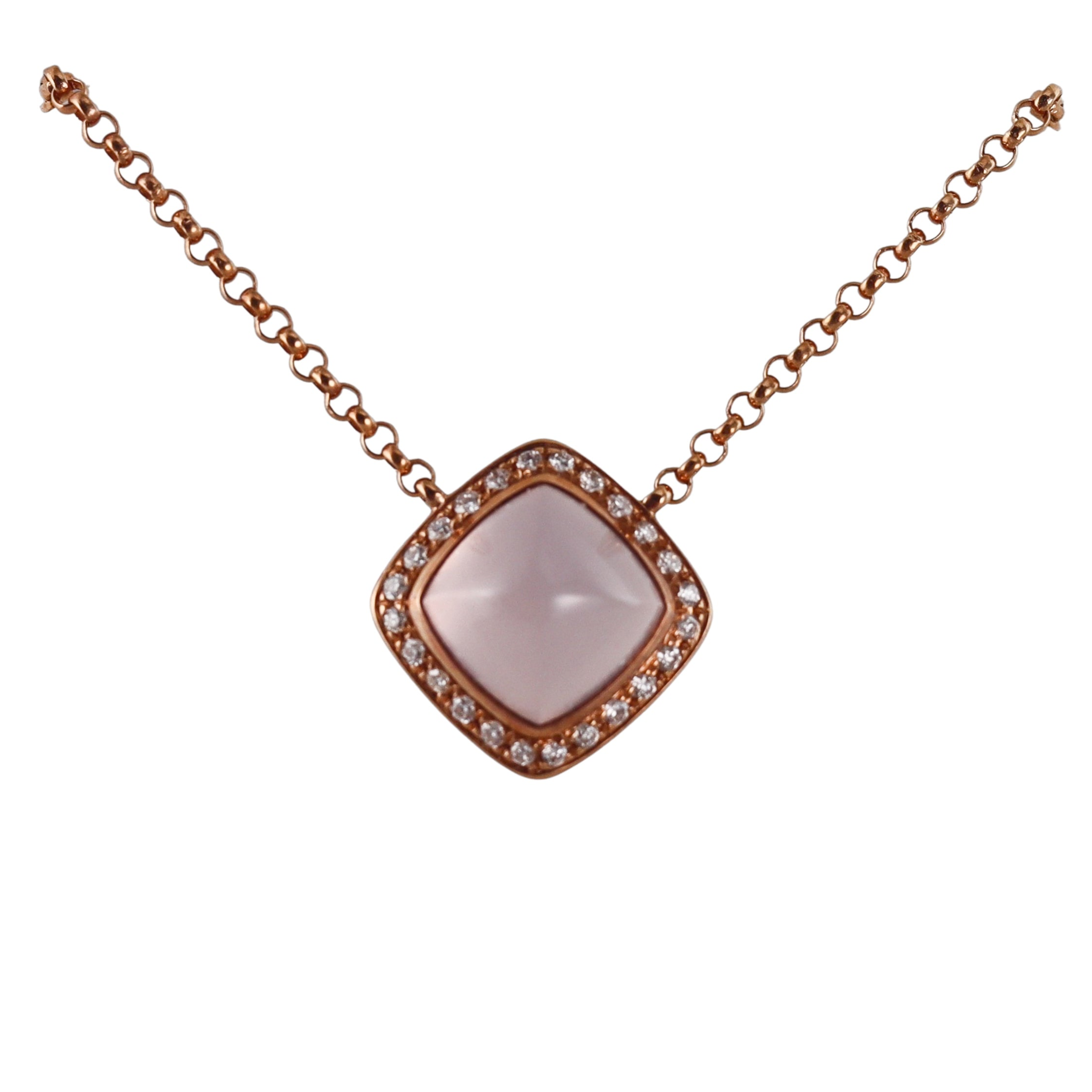 Fred Pain de Sucre Rose Gold Quartz Diamond Medium Model Necklace
