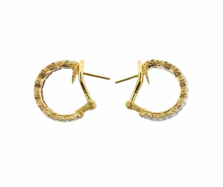 Buccellati Scacchi Diamond Gold Hoop Earrings
