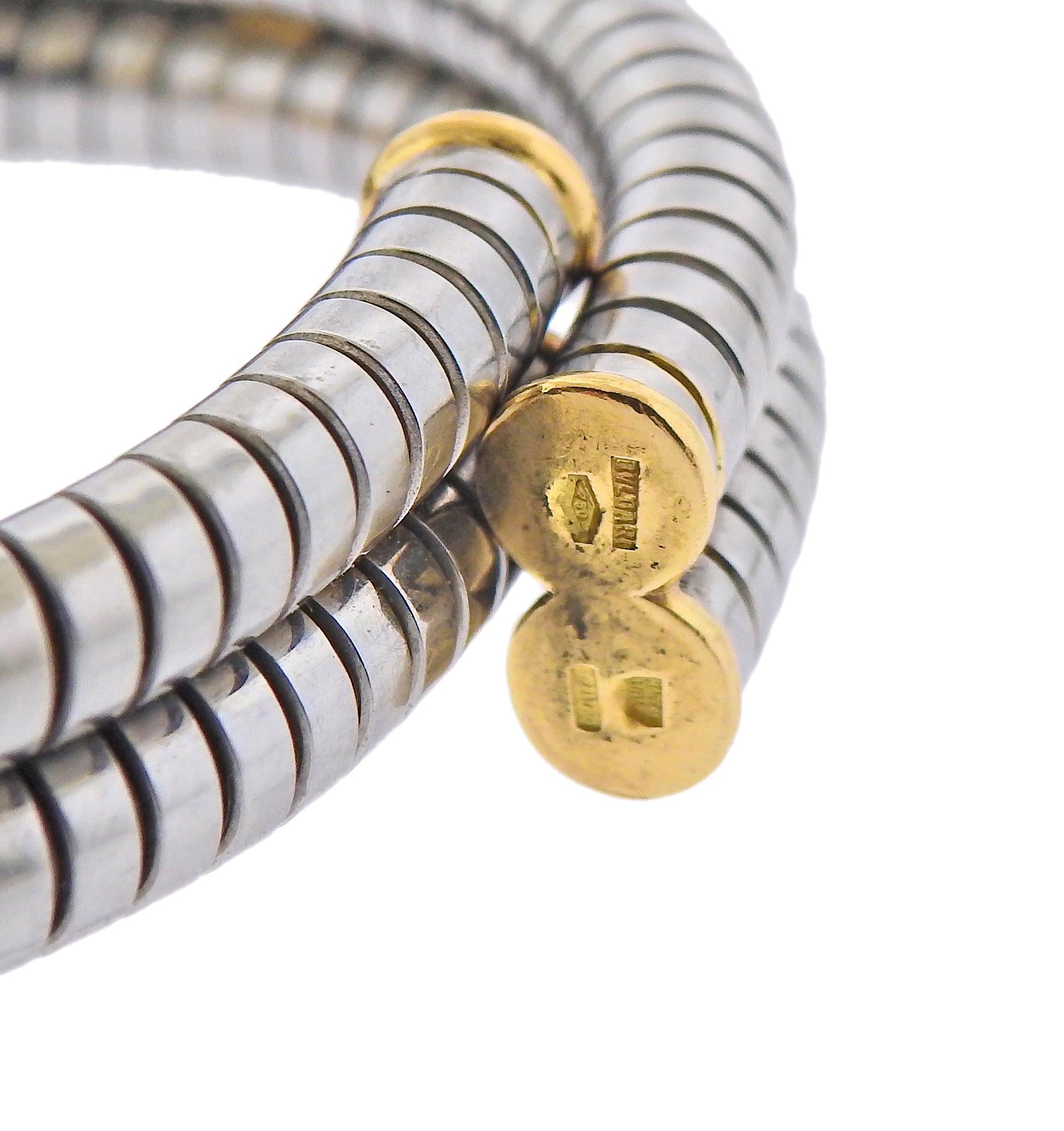 Bvlgari Bulgari Tubogas Gold Steel Cuff Bracelet