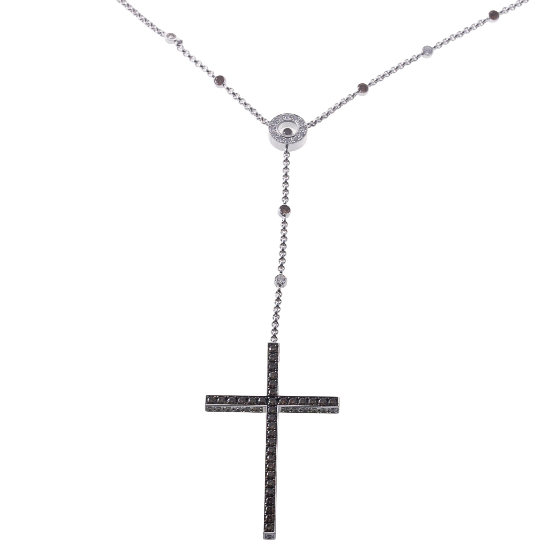 Chopard Happy Diamonds Gold Fancy Diamond Cross Pendant Necklace