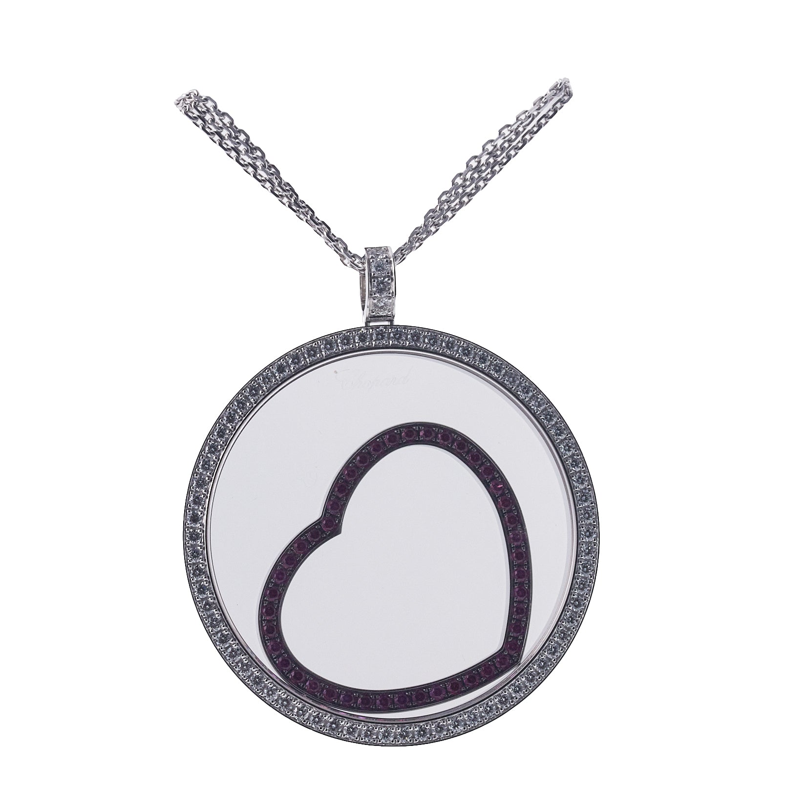 Chopard Happy Diamonds Gold Ruby Heart Pendant Necklace