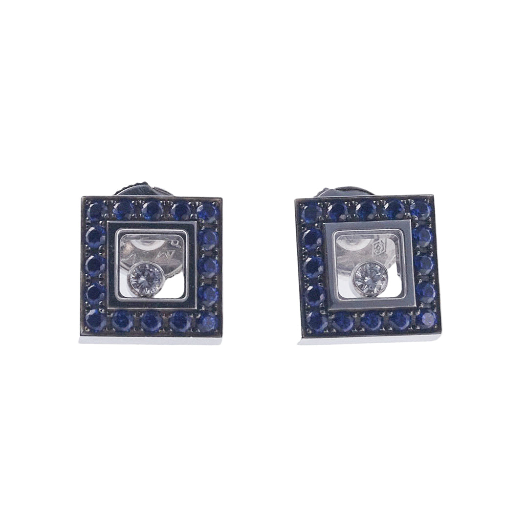 Chopard Happy Diamonds Sapphire Gold Stud Earrings