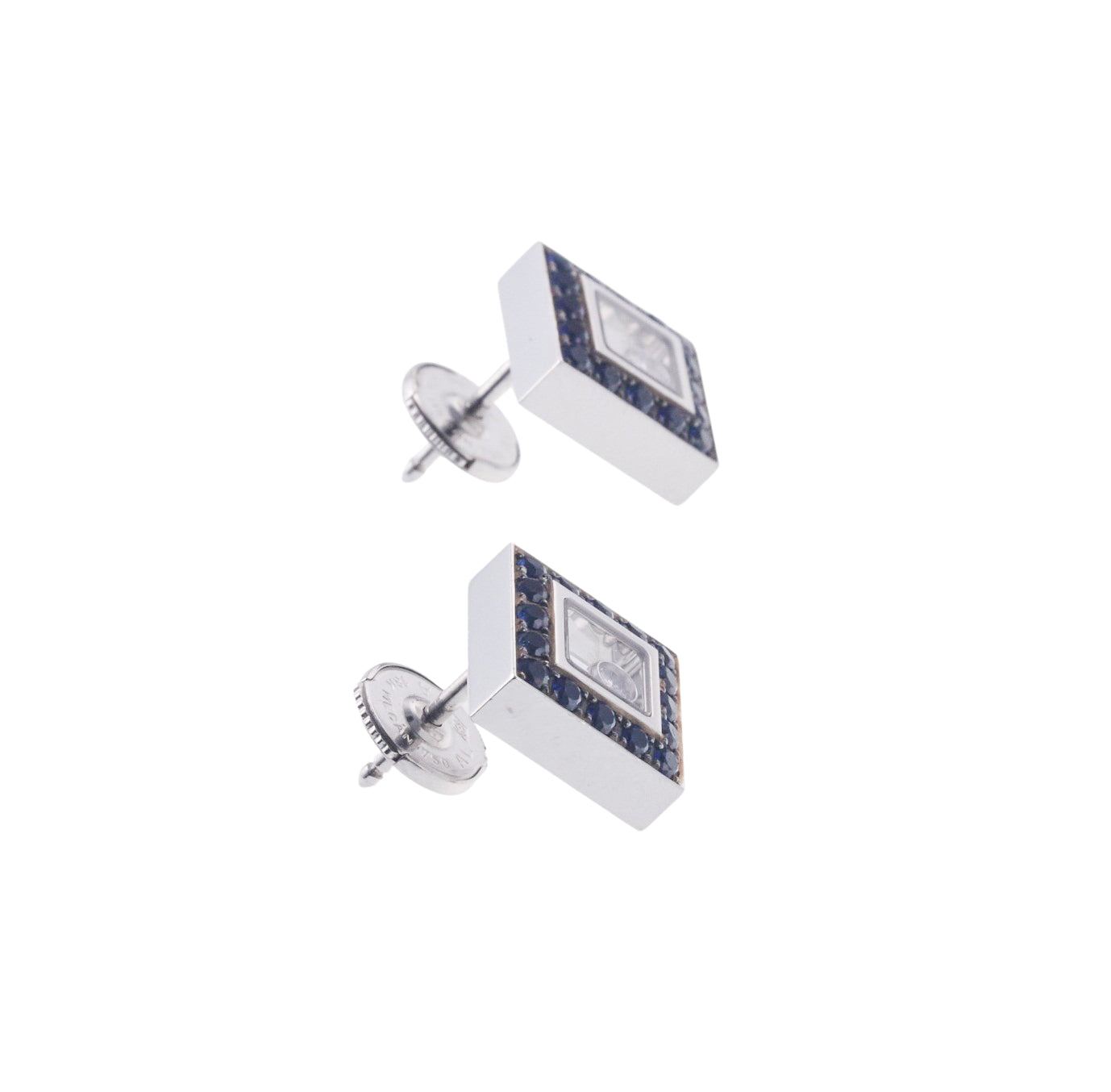 Chopard Happy Diamonds Sapphire Gold Stud Earrings