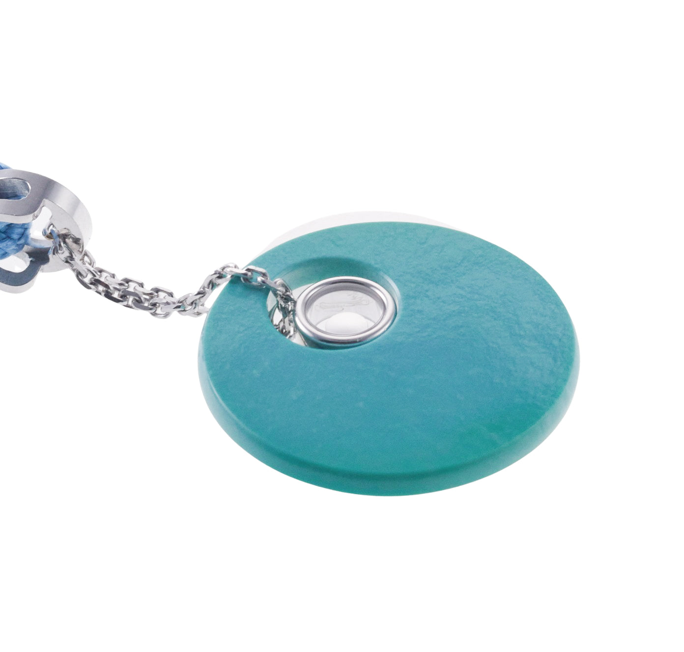 Chopard Happy Diamond Turquoise Gold Pendant Cord Necklace