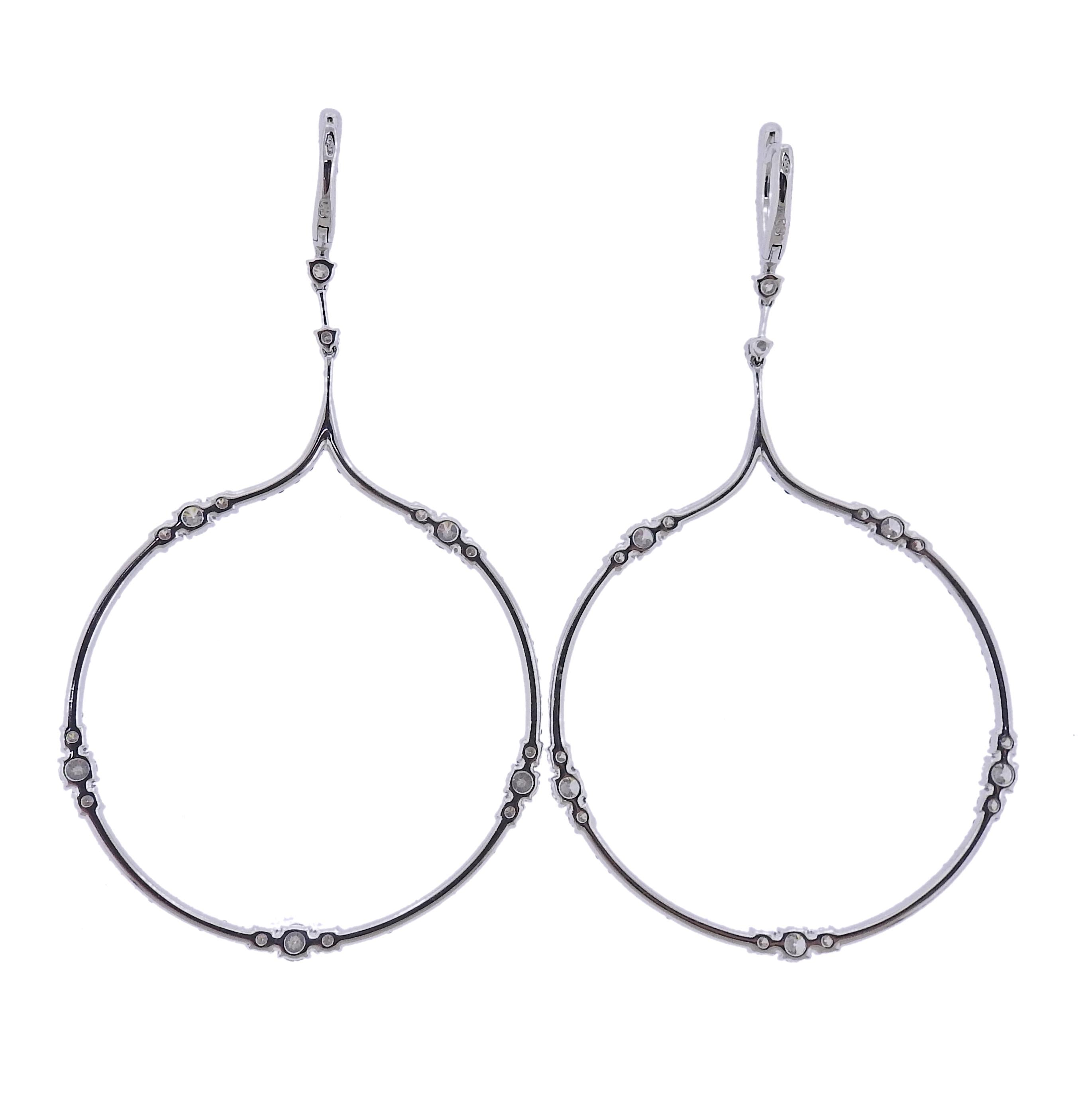 Bucherer Gold Diamond Sapphire Large Circle Drop Earrings