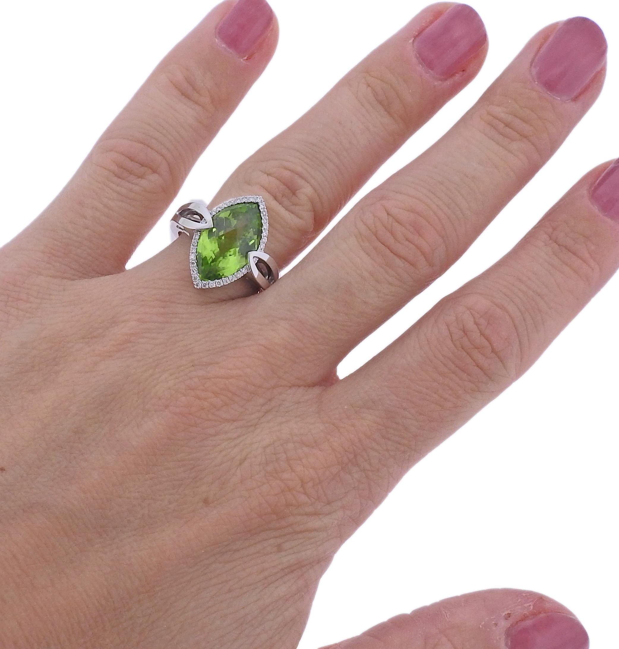 Bucherer Gold Diamond 6.30ct Peridot Ring
