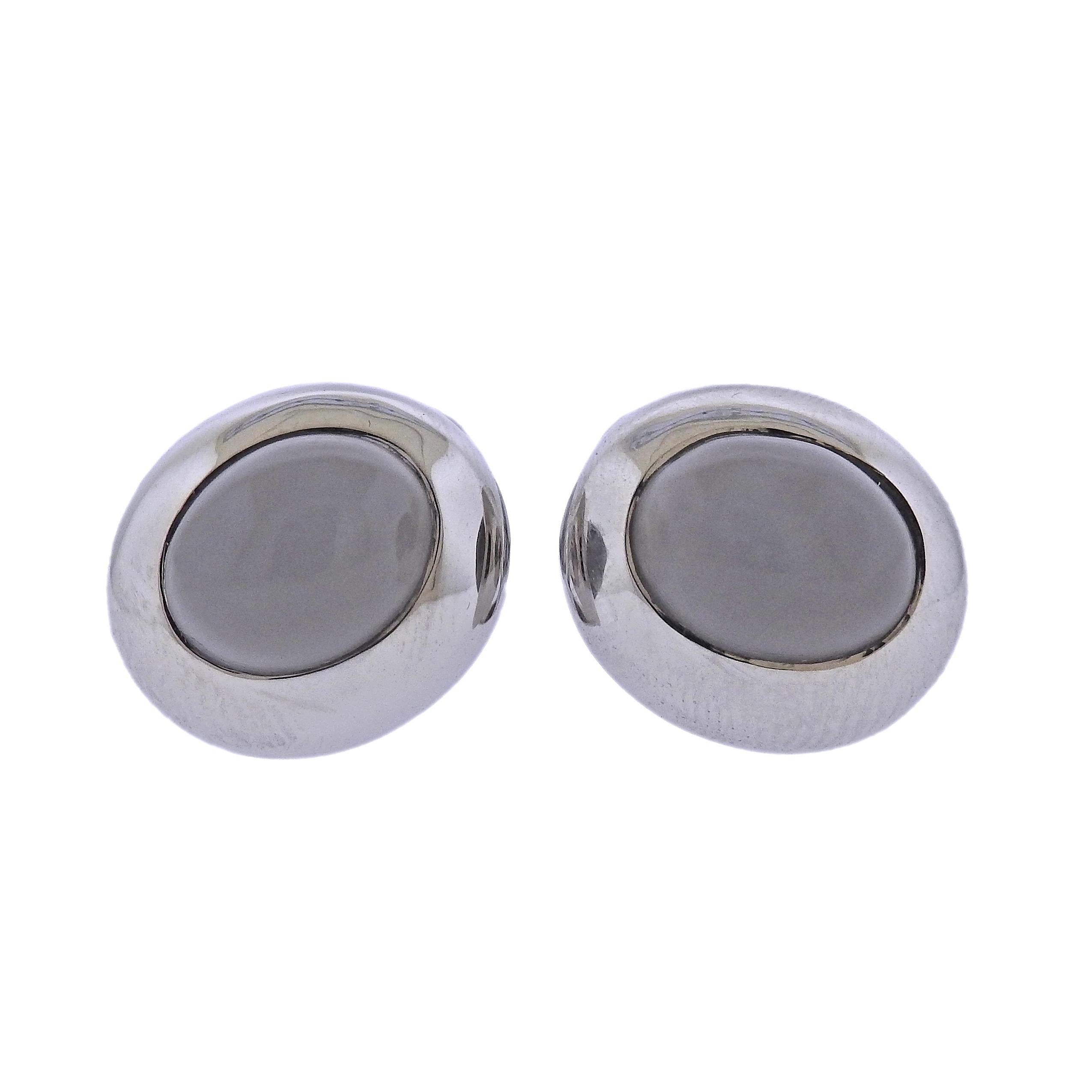 Bucherer Gold Grey Moonstone Cufflinks