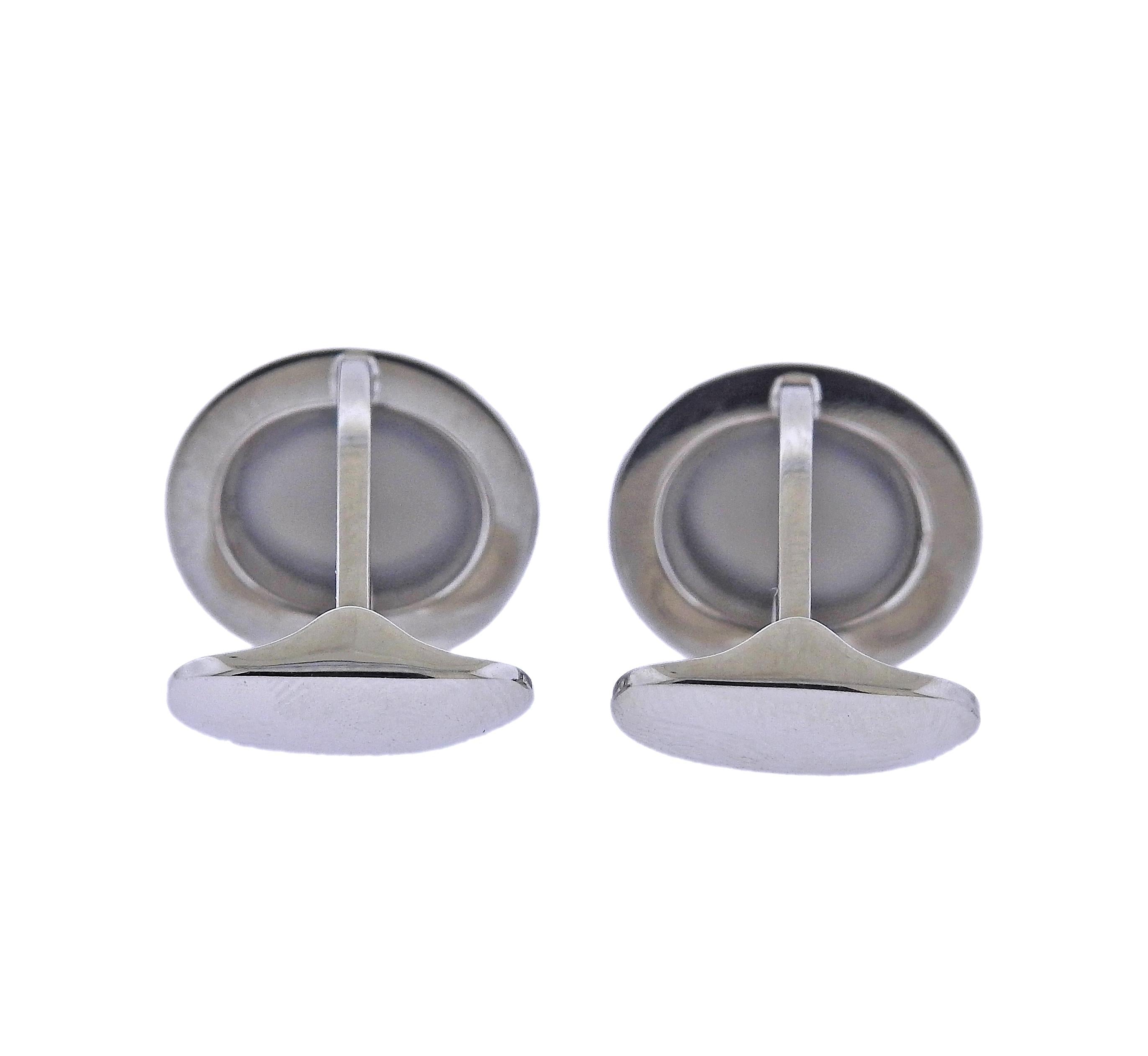 Bucherer Gold Grey Moonstone Cufflinks