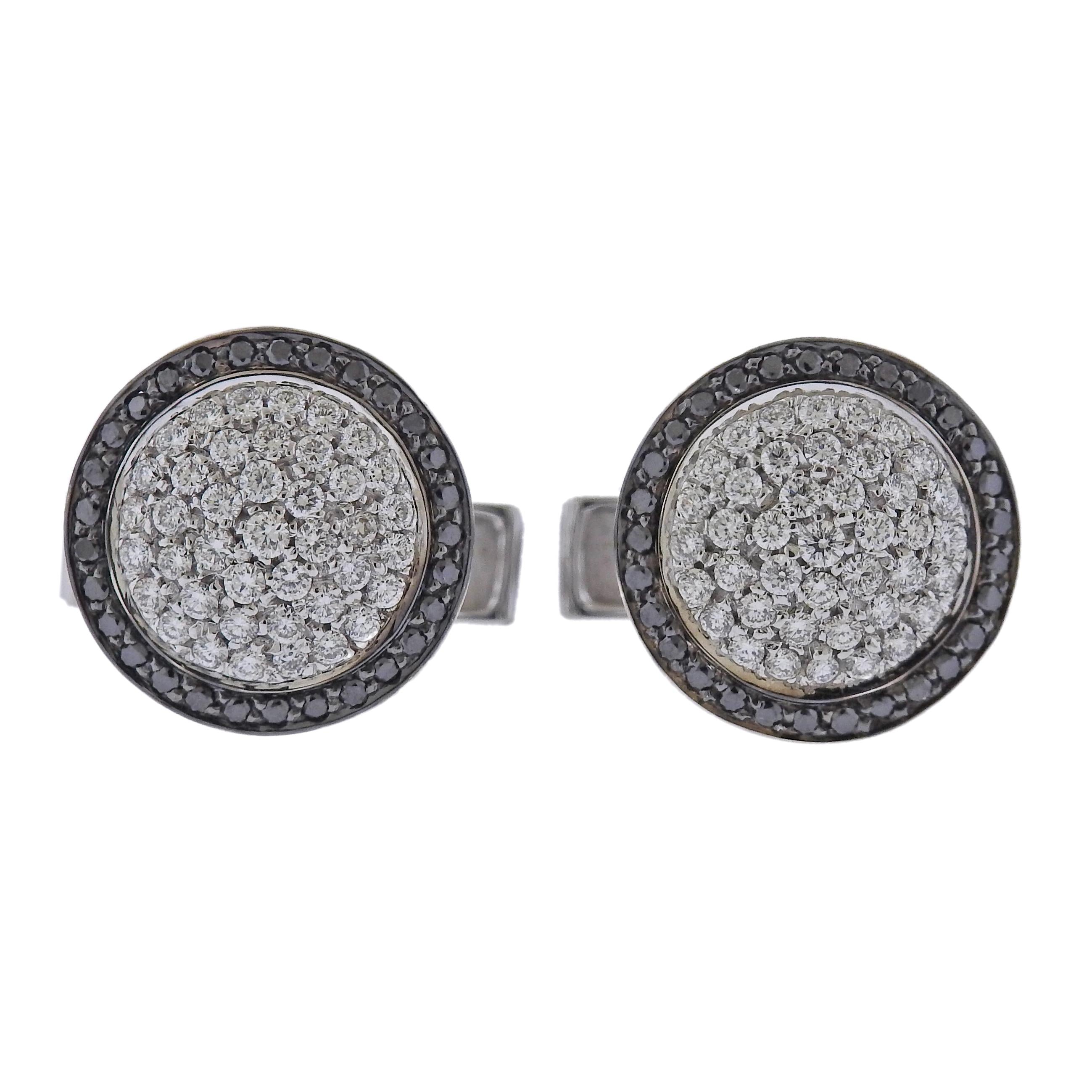 Bucherer Gold Black White Diamond Cufflinks