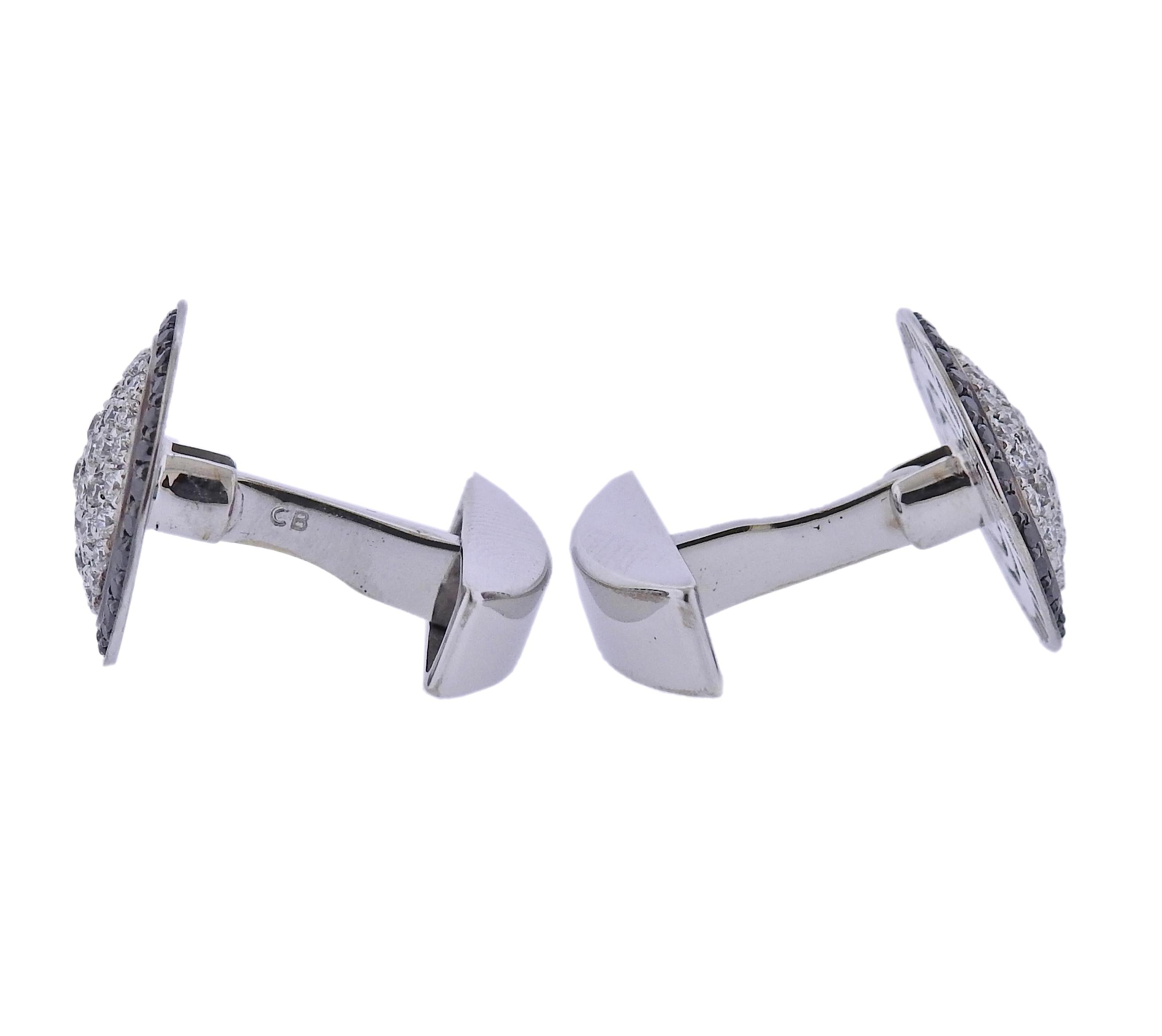 Bucherer Gold Black White Diamond Cufflinks