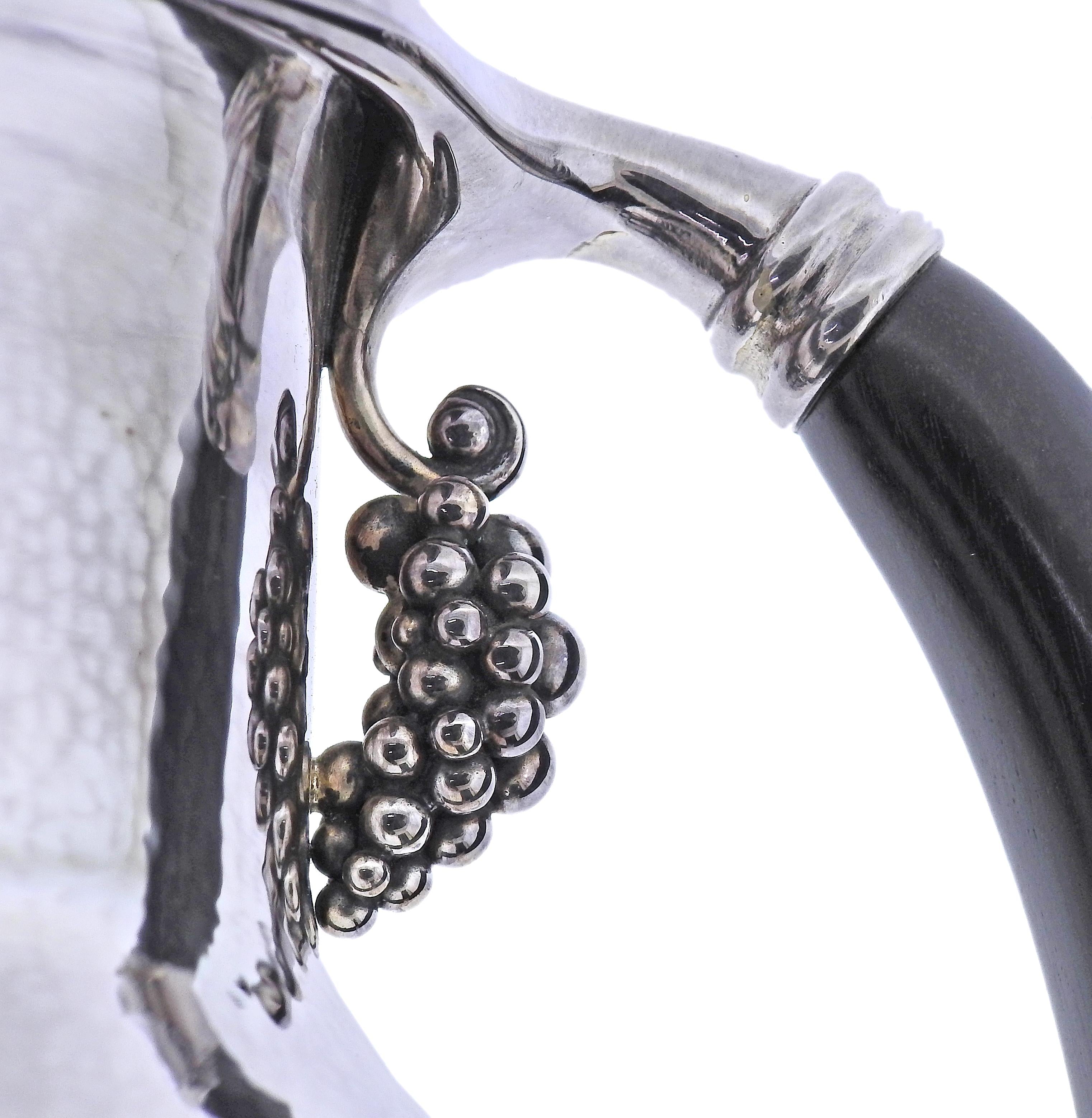 Georg Jensen Grape Sterling Silver Ebony Pitcher 407A