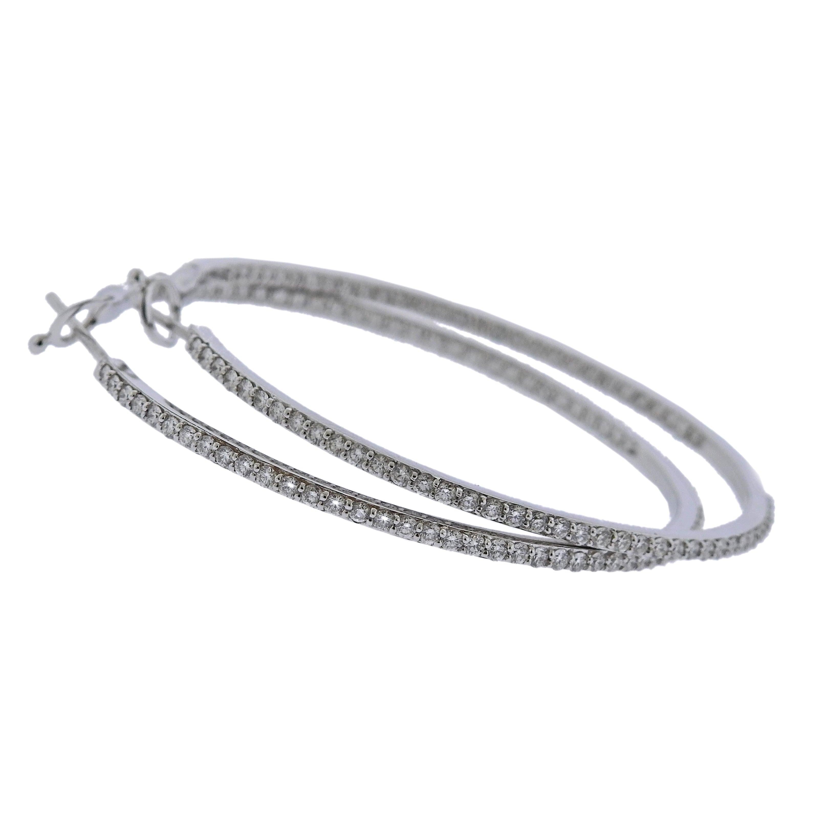 Bucherer Gold 2.89ctw Diamond Inside Out Hoop Earrings