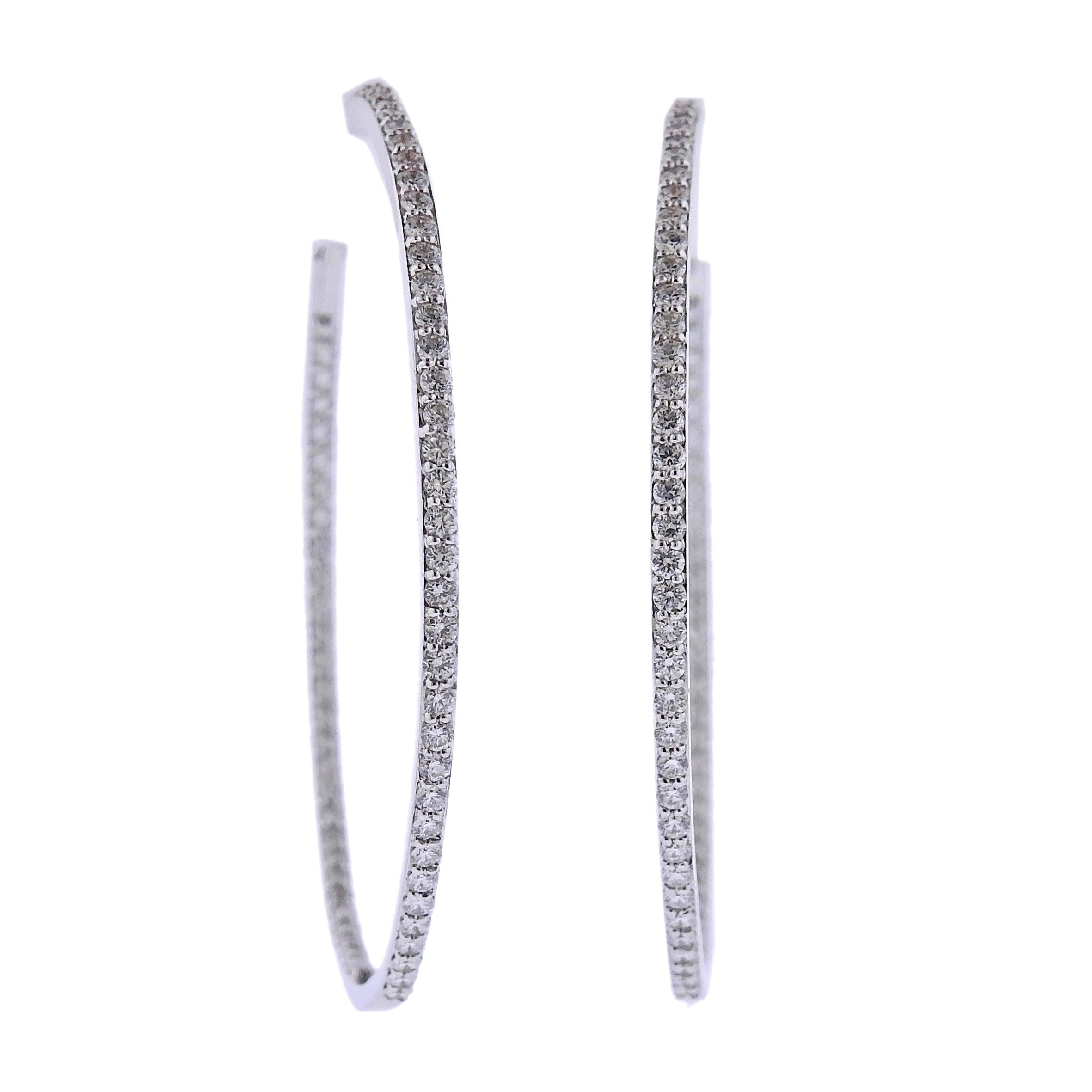 Bucherer Gold 2.89ctw Diamond Inside Out Hoop Earrings