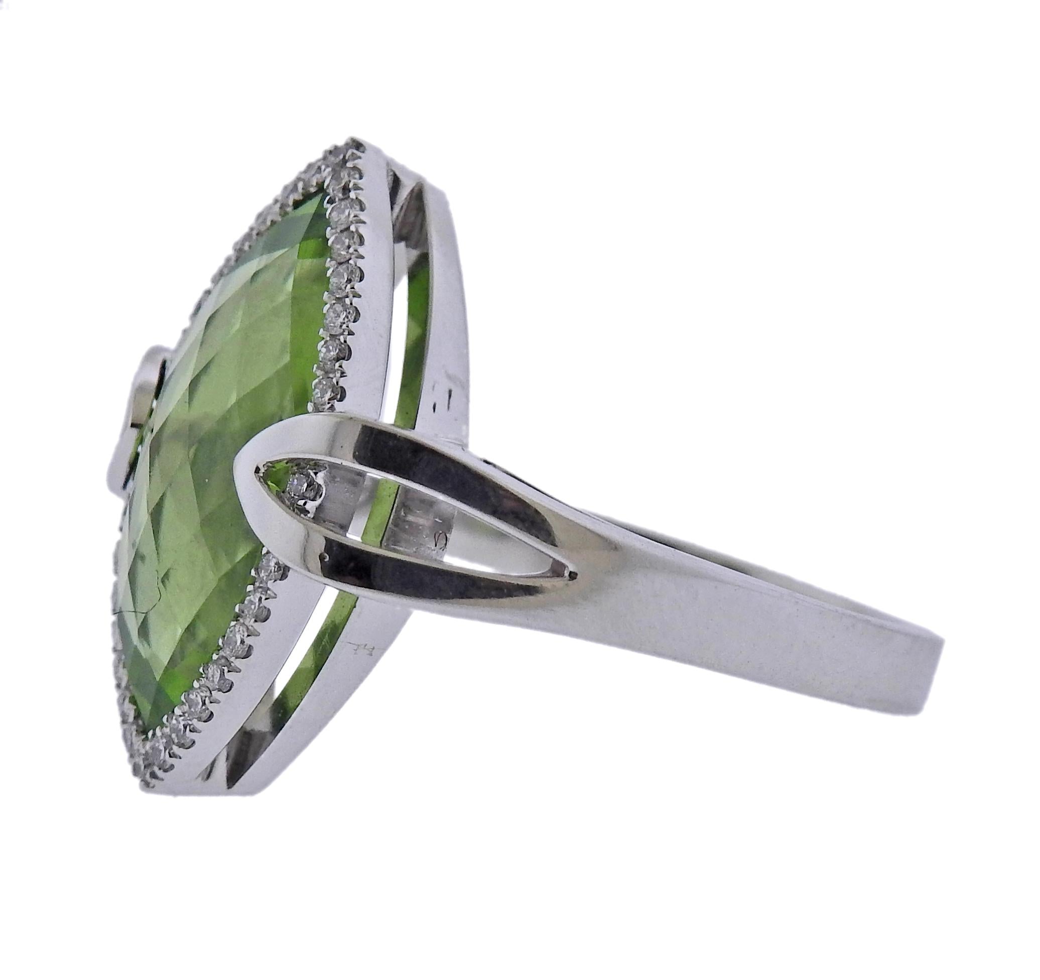 Bucherer Gold Diamond 6.30ct Peridot Ring