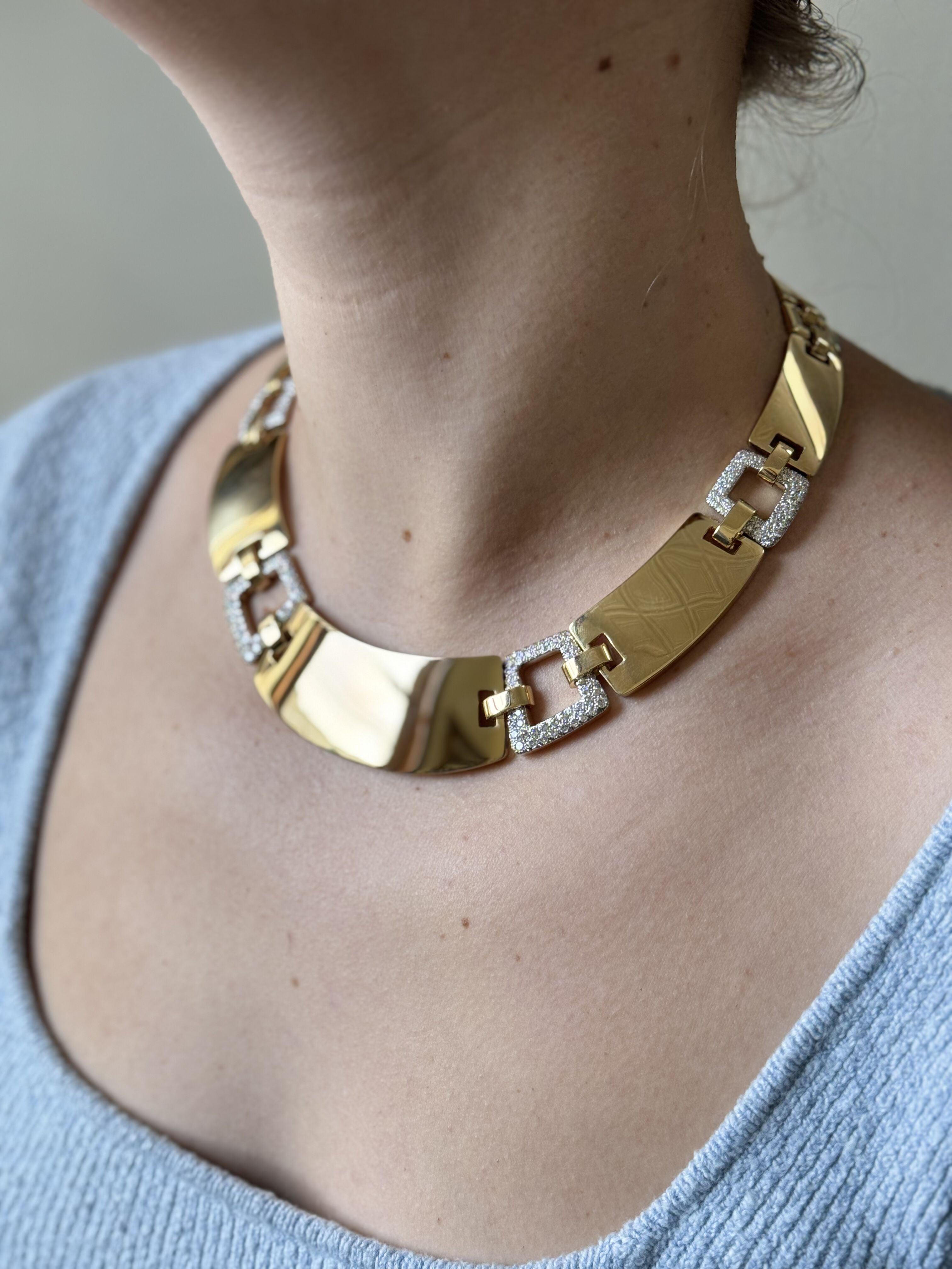 David Webb Diamond Gold Platinum Necklace