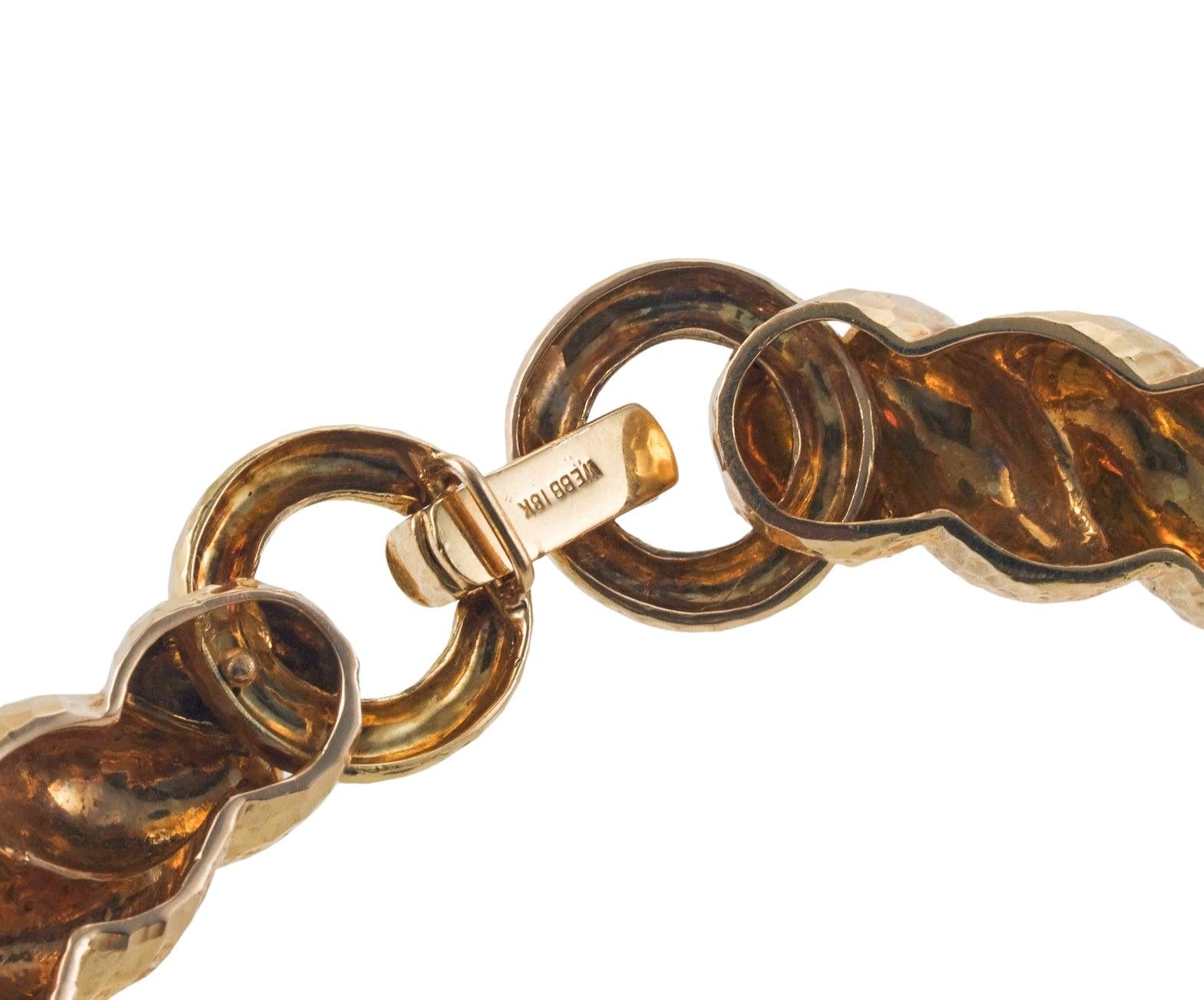 David Webb Hammered Link Gold Necklace