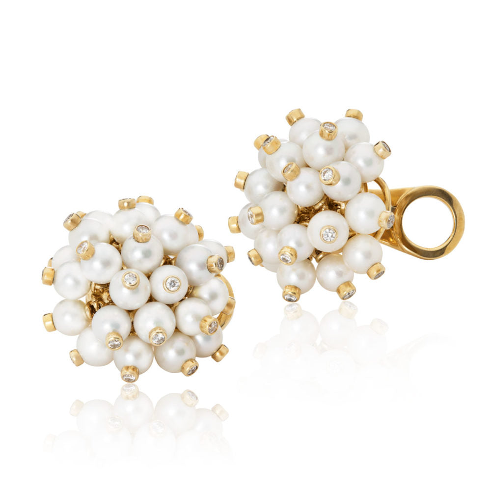 Aletto Brothers Gold Diamond Pearl Aphrodite Earrings