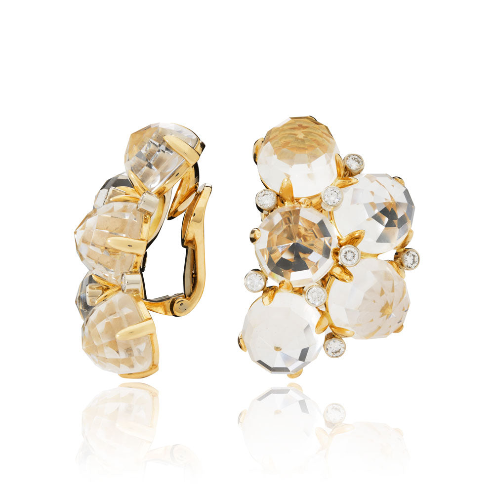 Aletto Brothers Gold Crystal Diamond Mezza Luna Earrings
