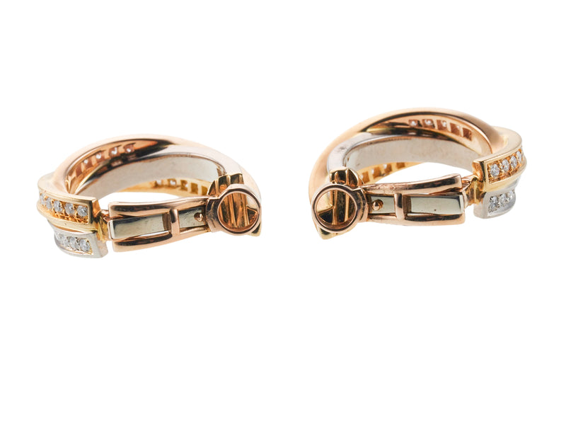 Cartier Trinity Diamond Gold Hoop Earrings