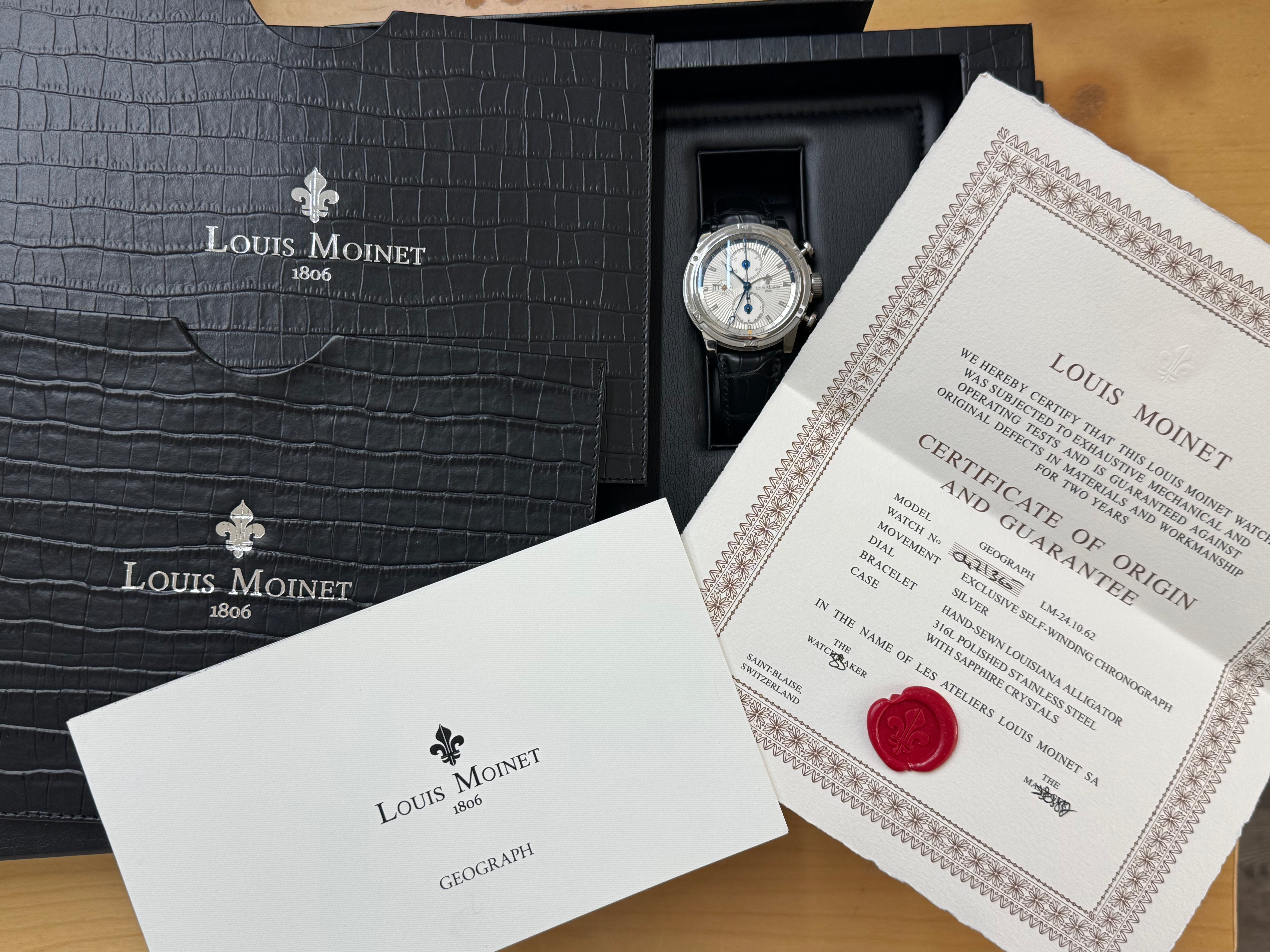 Louis Moinet Geograph Steel Men's Watch LM-24.10.62