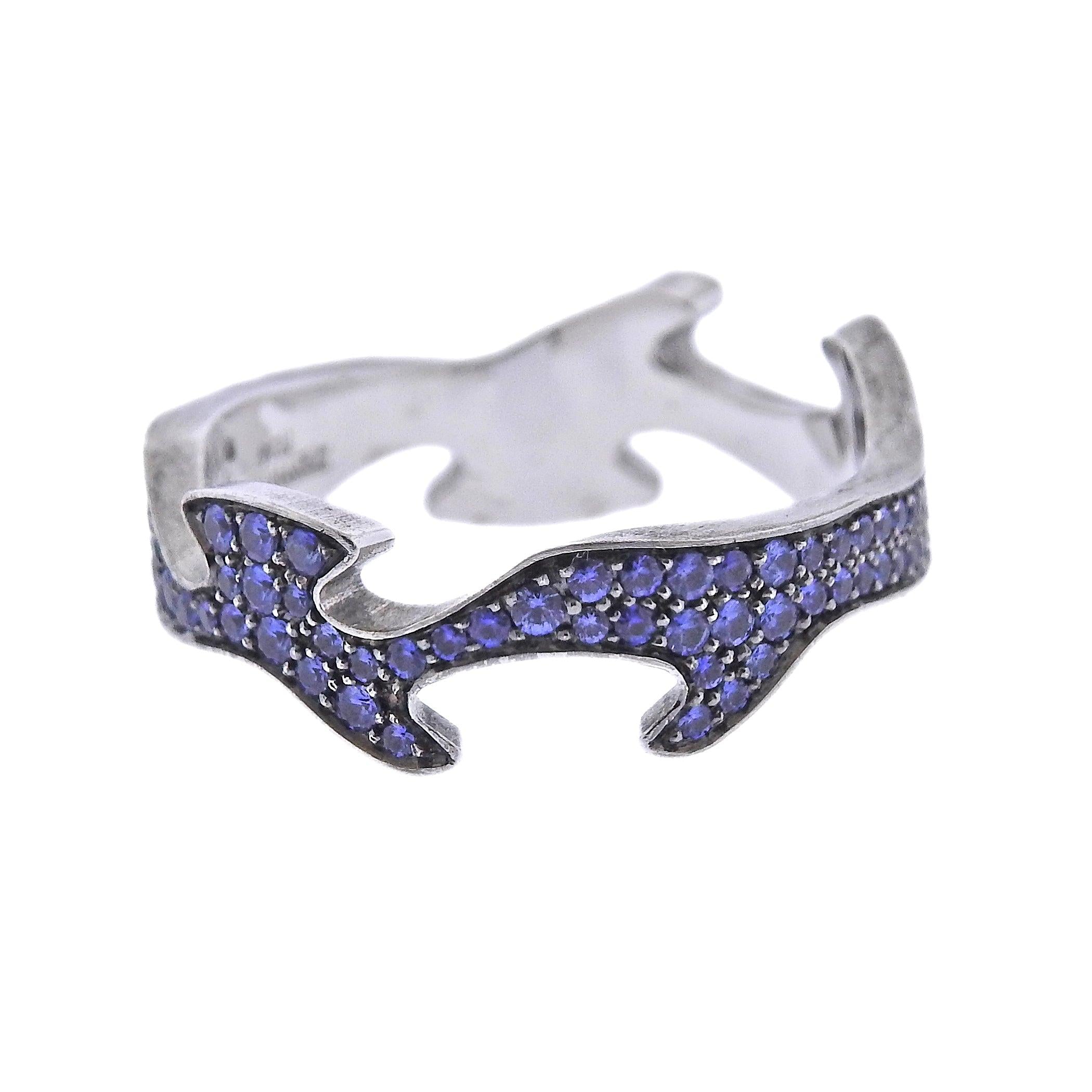 Georg Jensen Fusion Gold Blue Sapphire Centre Ring #1370