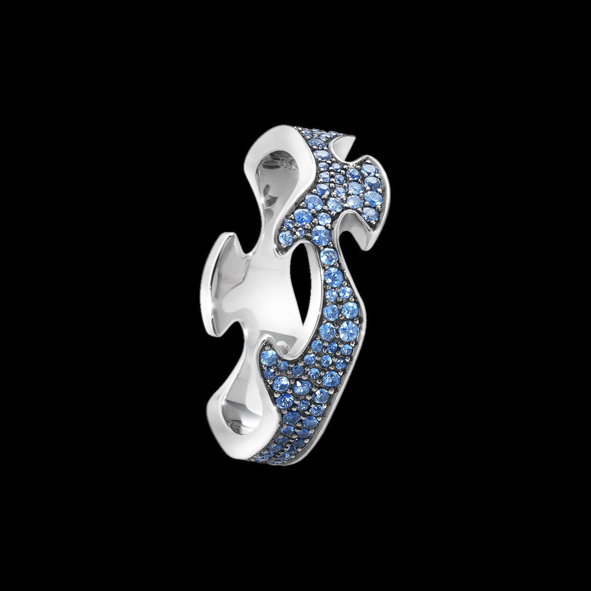 Georg Jensen Fusion Gold Blue Sapphire Centre Ring #1370
