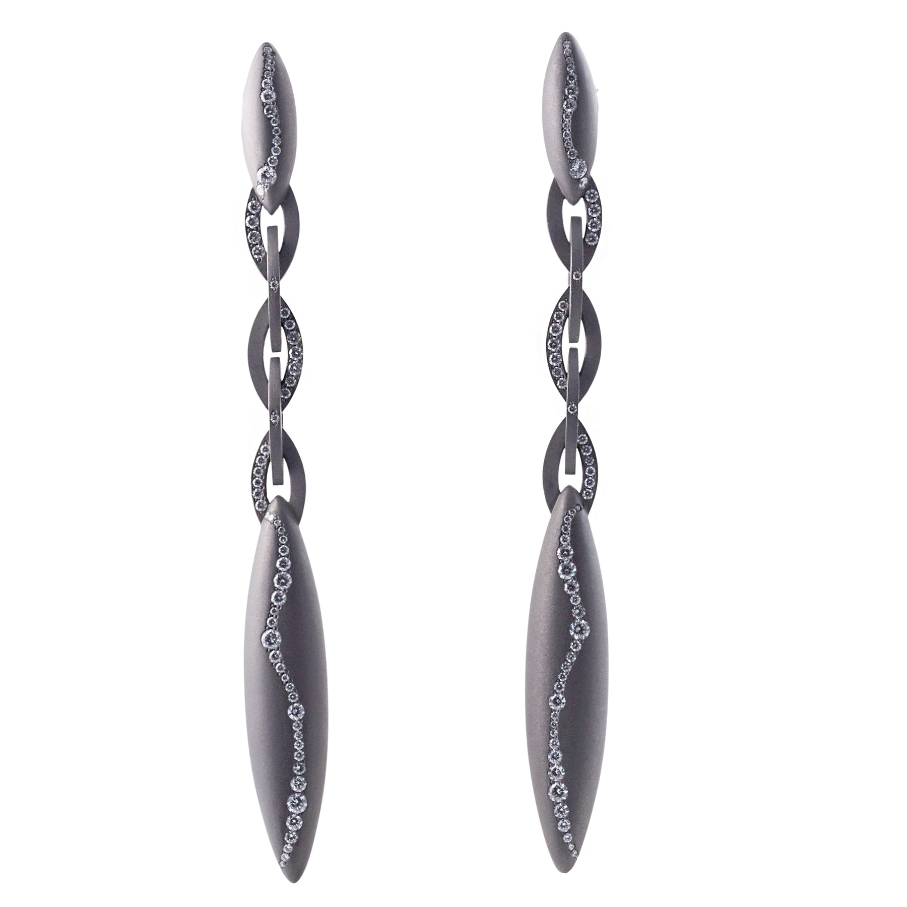 Vhernier Fuseau Diamond Titanium Drop Earrings