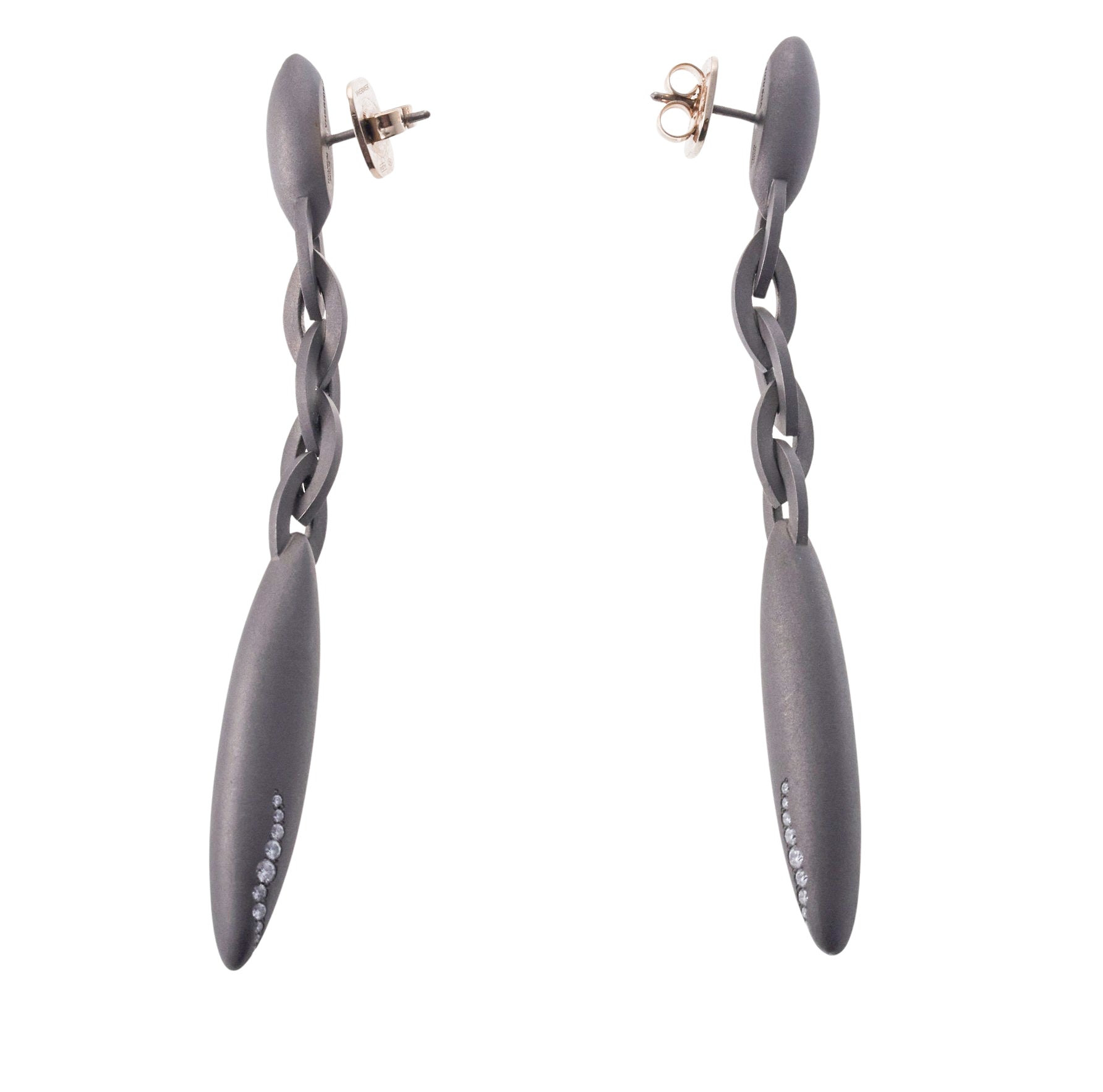 Vhernier Fuseau Diamond Titanium Drop Earrings