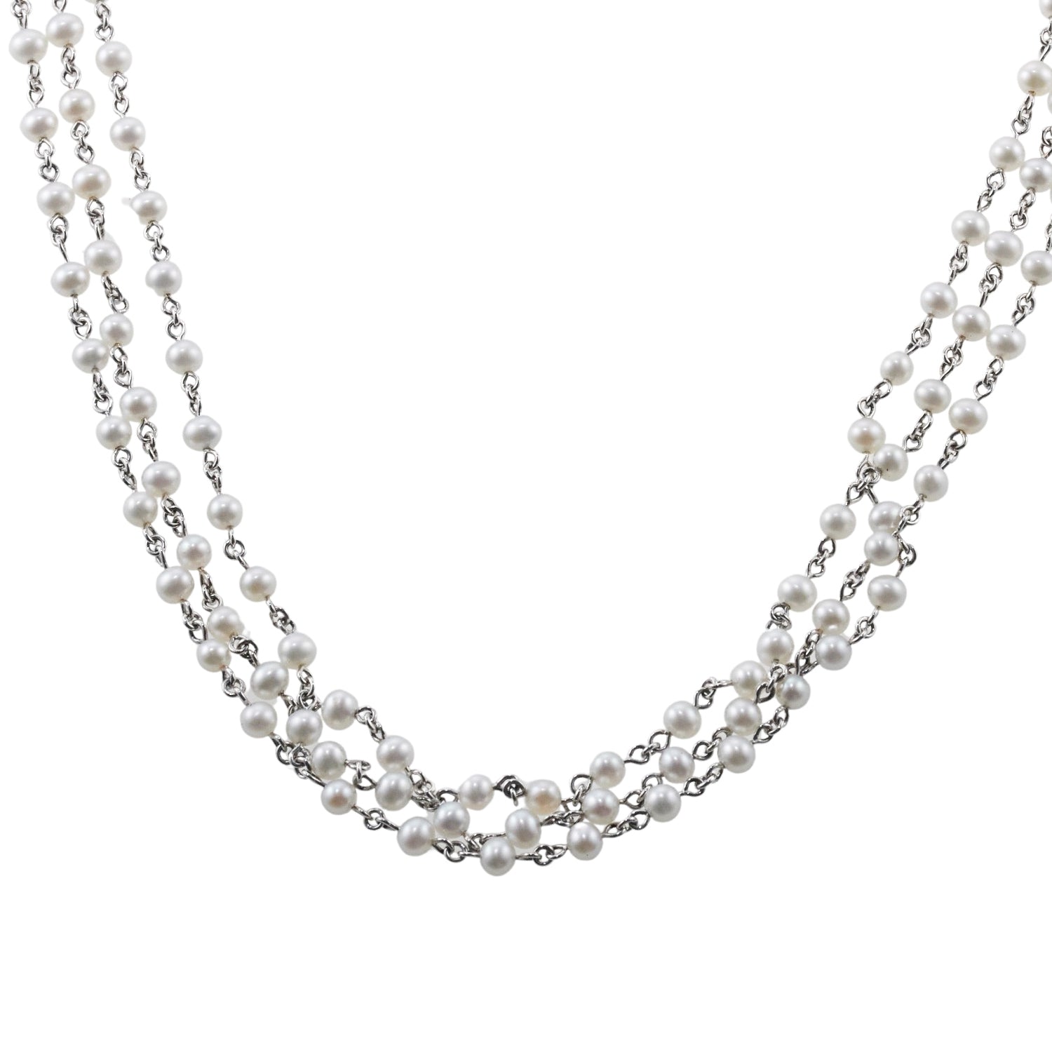 Mimi Milano 80" Diamond Pearl Gold Necklace