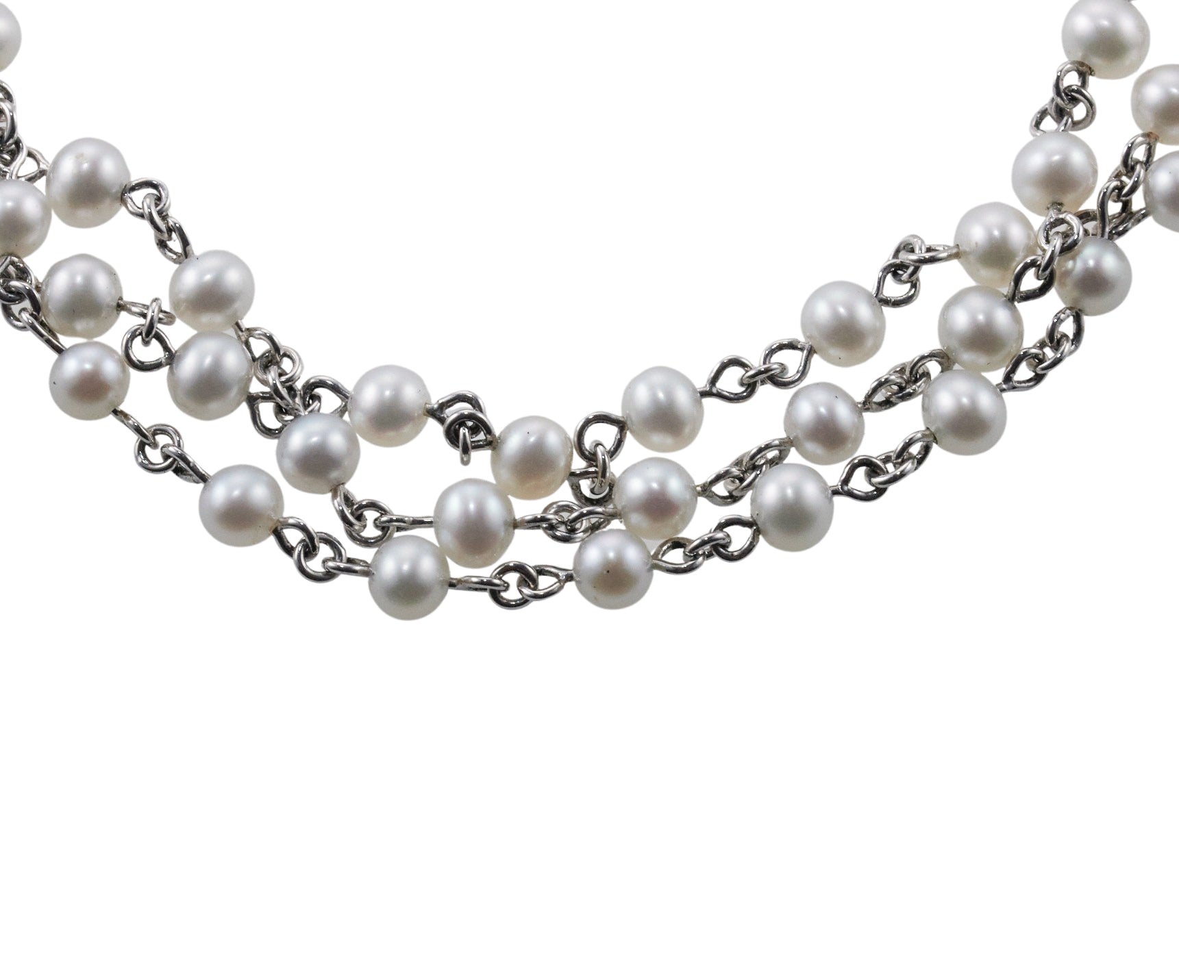 Mimi Milano 80" Diamond Pearl Gold Necklace