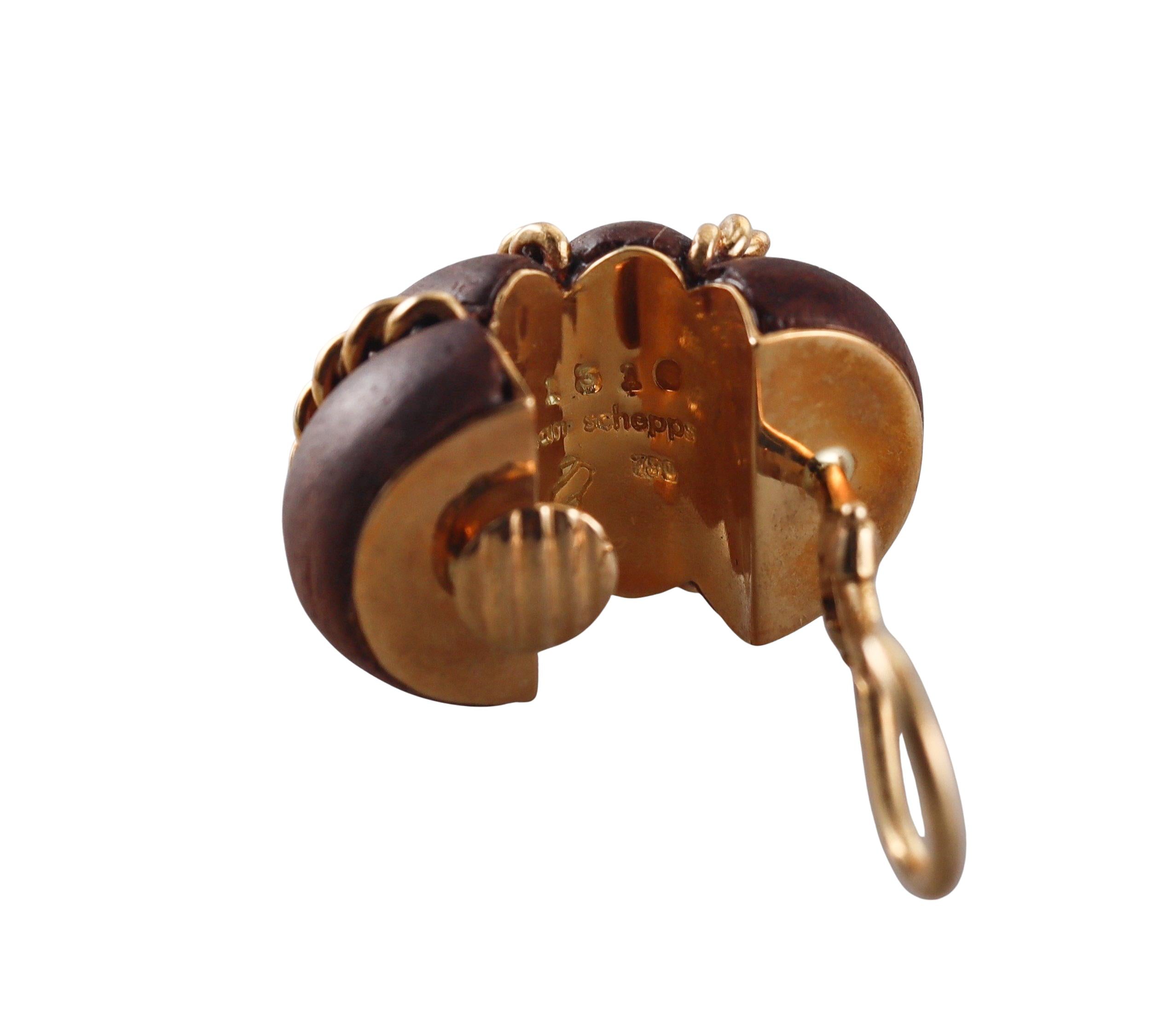 Seaman Schepps Wood Gold Shrimp Earrings