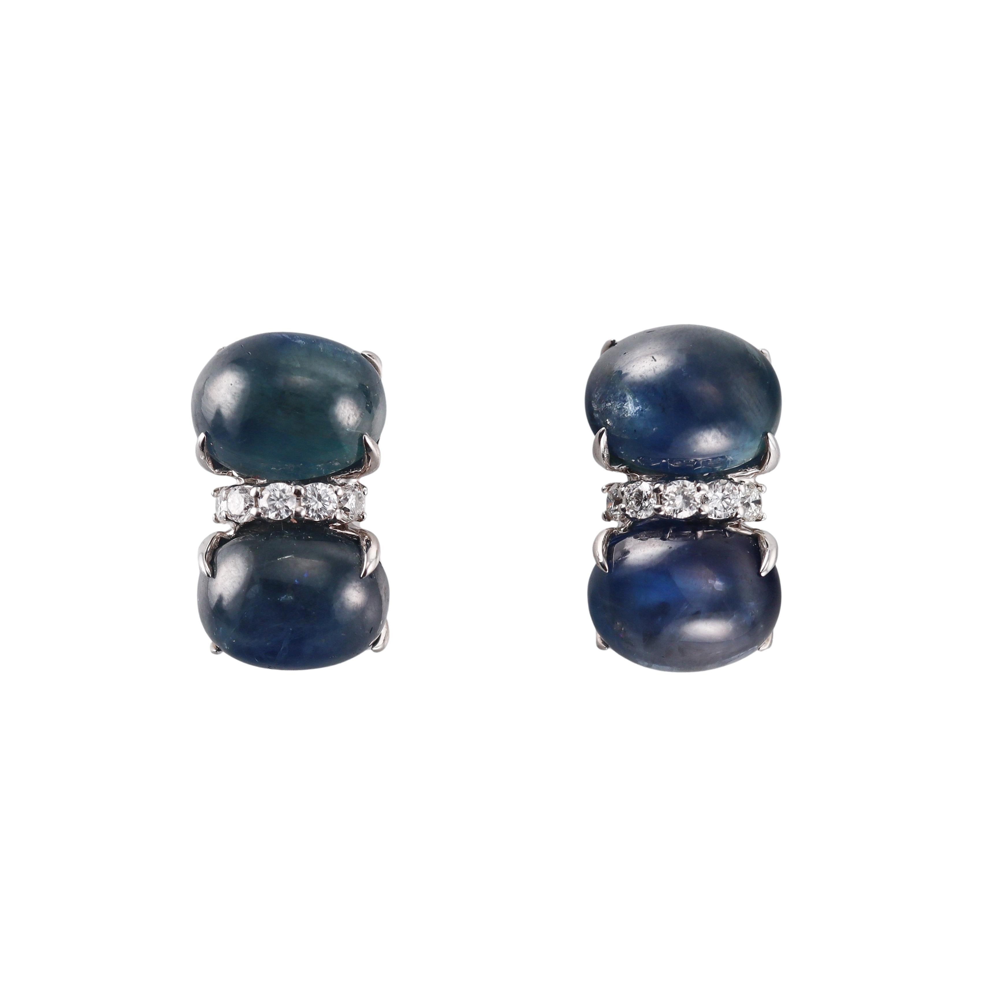 Seaman Schepps Sapphire Diamond Gold Earrings