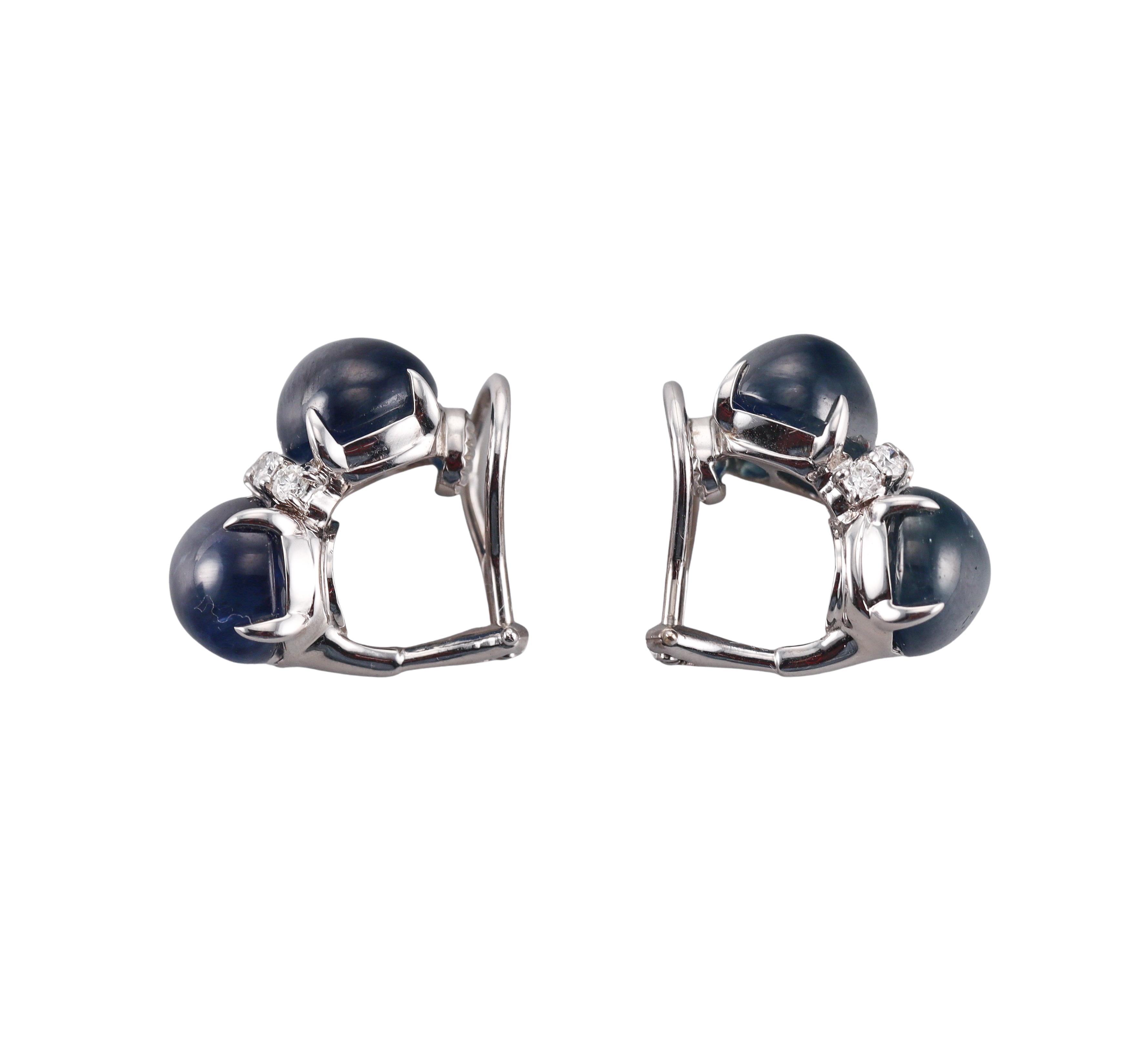 Seaman Schepps Sapphire Diamond Gold Earrings