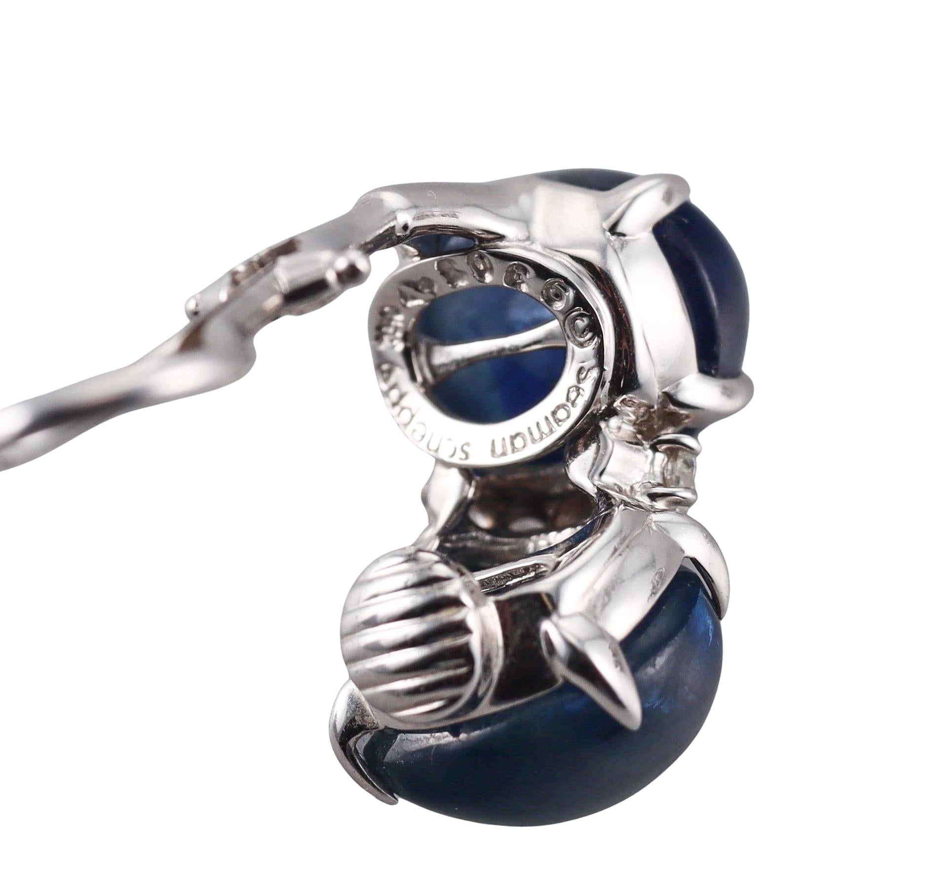 Seaman Schepps Sapphire Diamond Gold Earrings