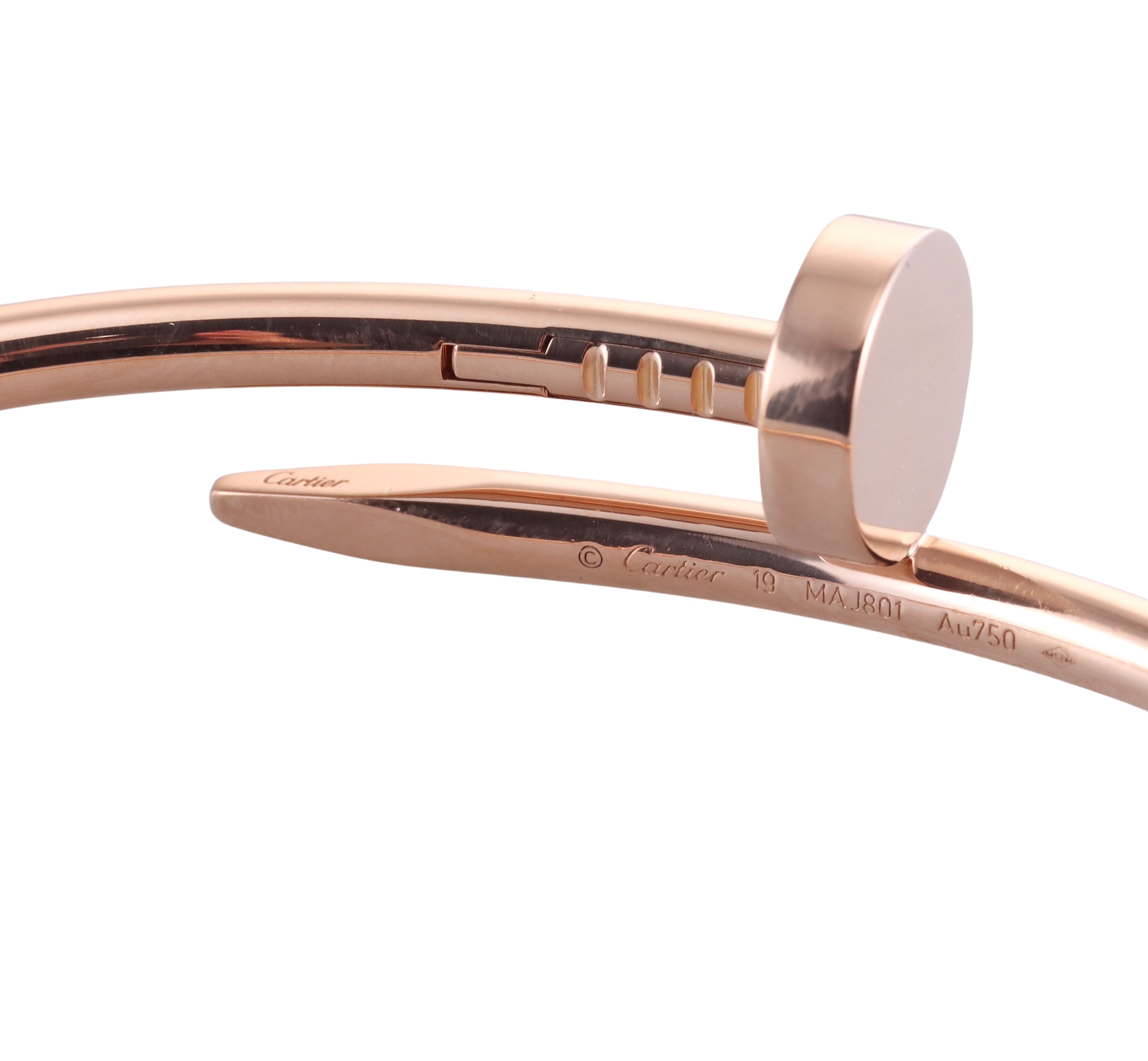 Cartier Juste Un Clou Rose Gold Nail Bracelet Size 19
