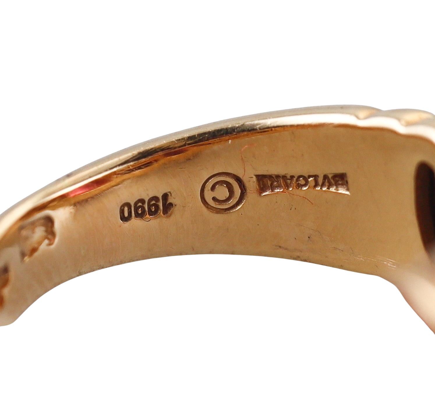 Bulgari Doppio Cuore Diamond Tourmaline Gold Ring