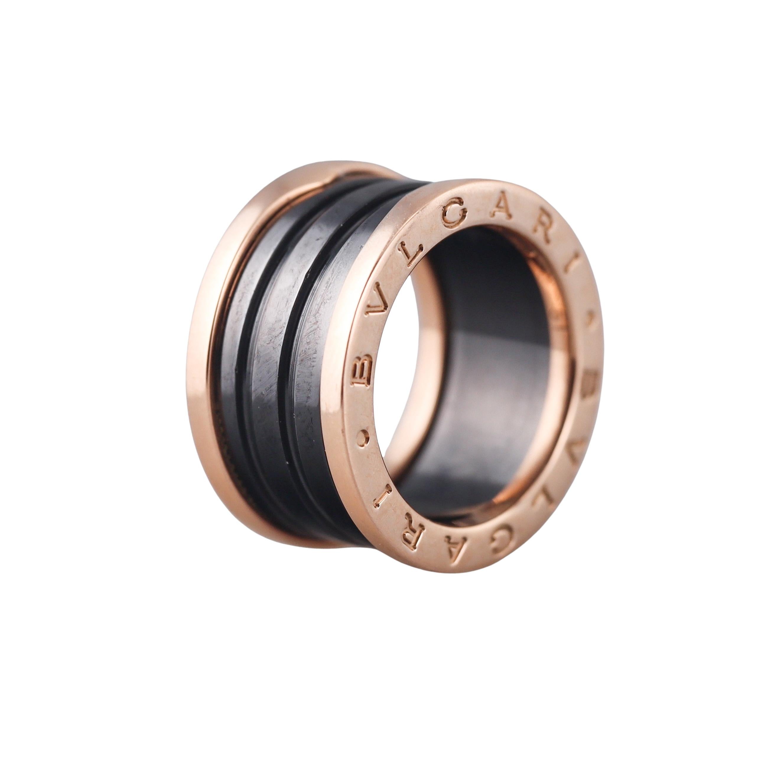 Bulgari B.Zero1 Gold Black Ceramic Band Ring