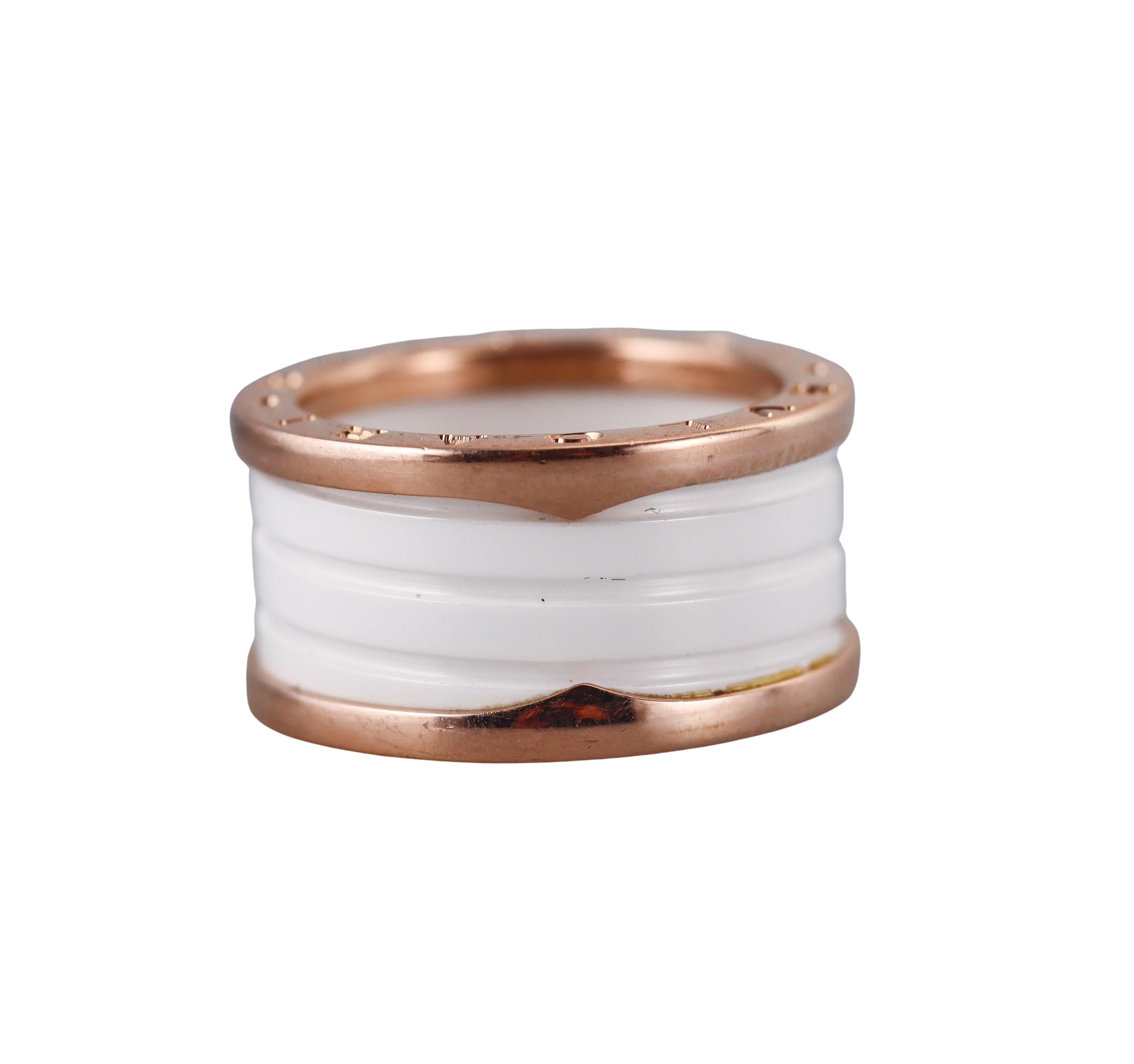 Bulgari B.Zero1 Gold White Ceramic Band Ring