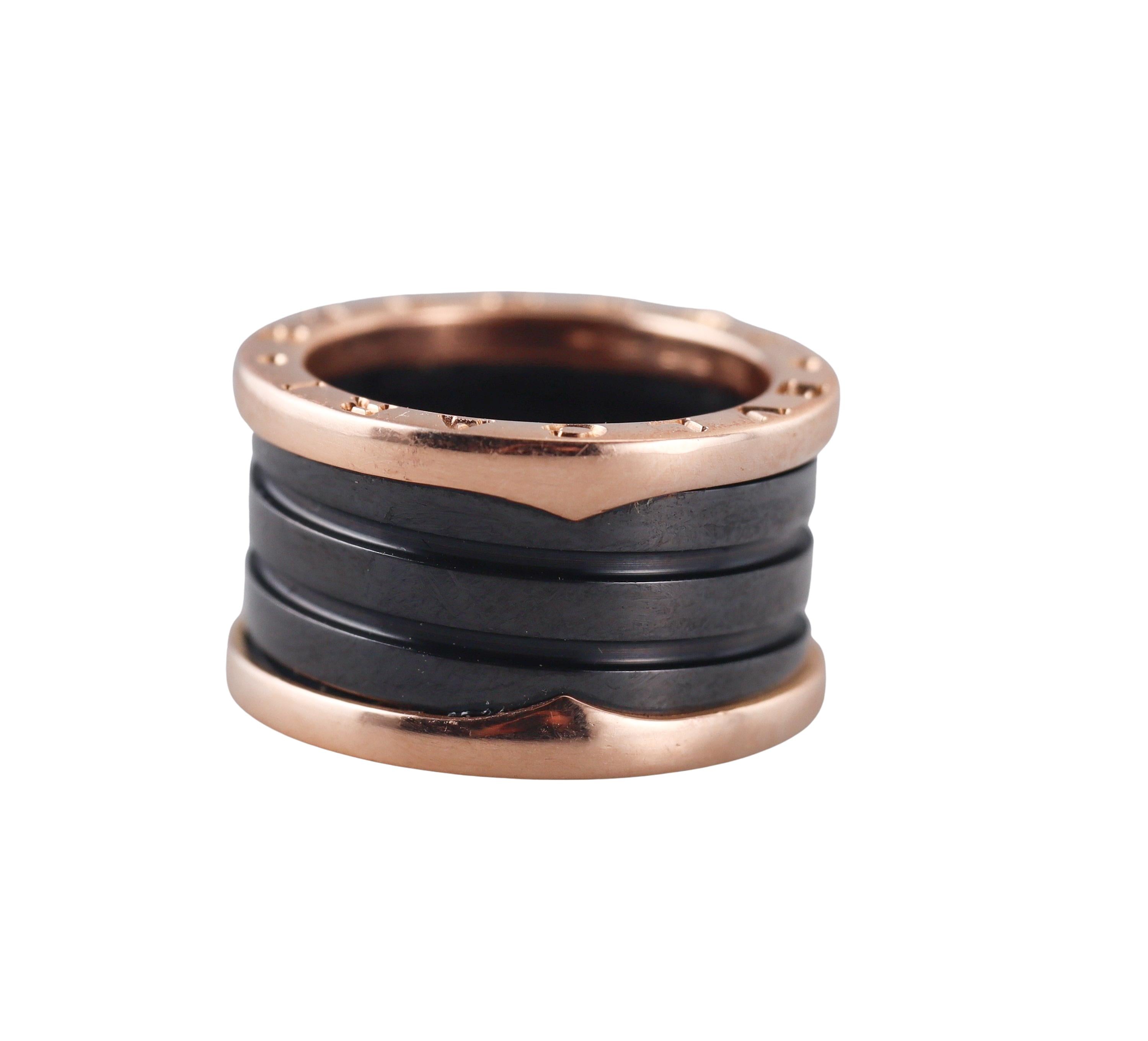 Bulgari B.Zero1 Gold Black Ceramic Band Ring