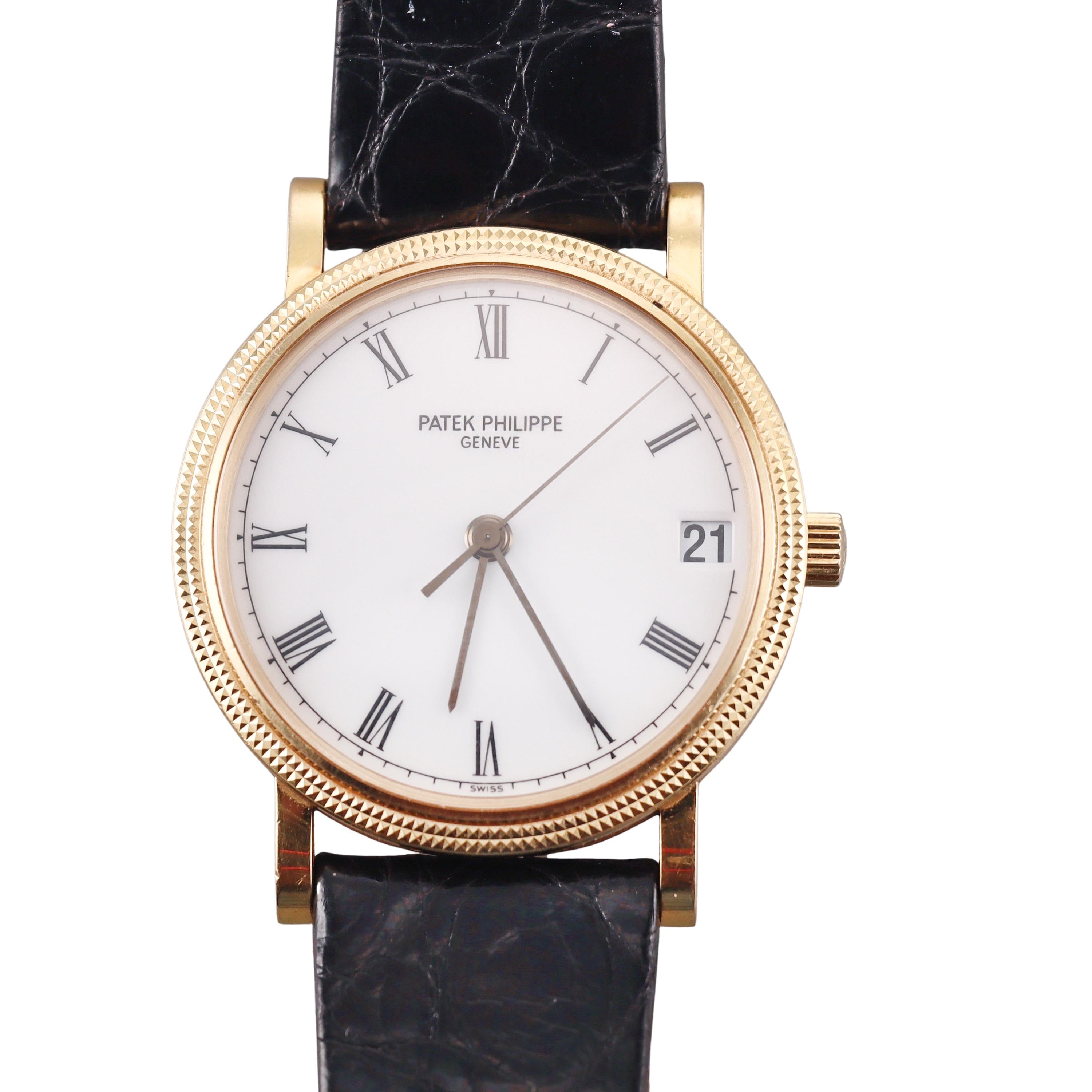 Patek Philippe Calatrava White Roman Dial Gold Watch 3802/200J