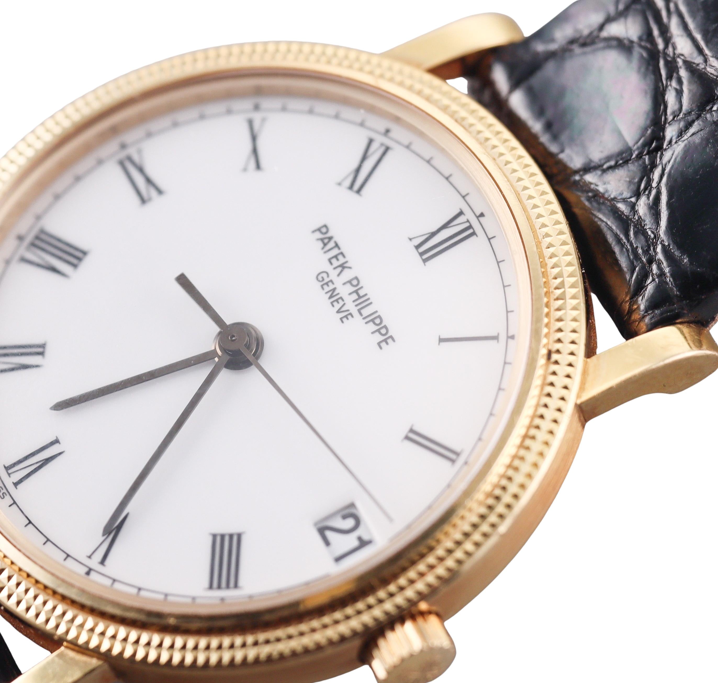 Patek Philippe Calatrava White Roman Dial Gold Watch 3802/200J