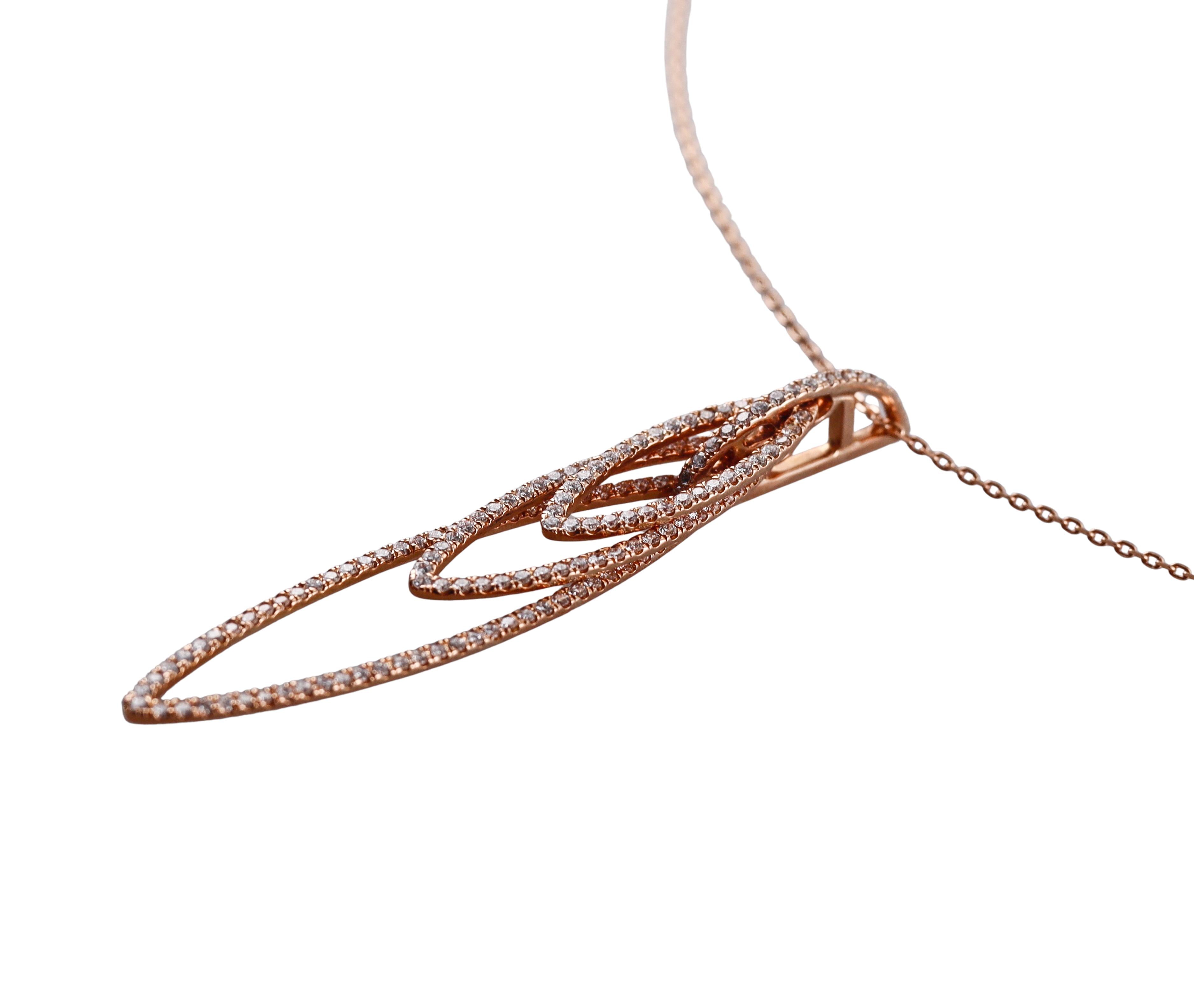 Modern Diamond Gold Pendant Necklace