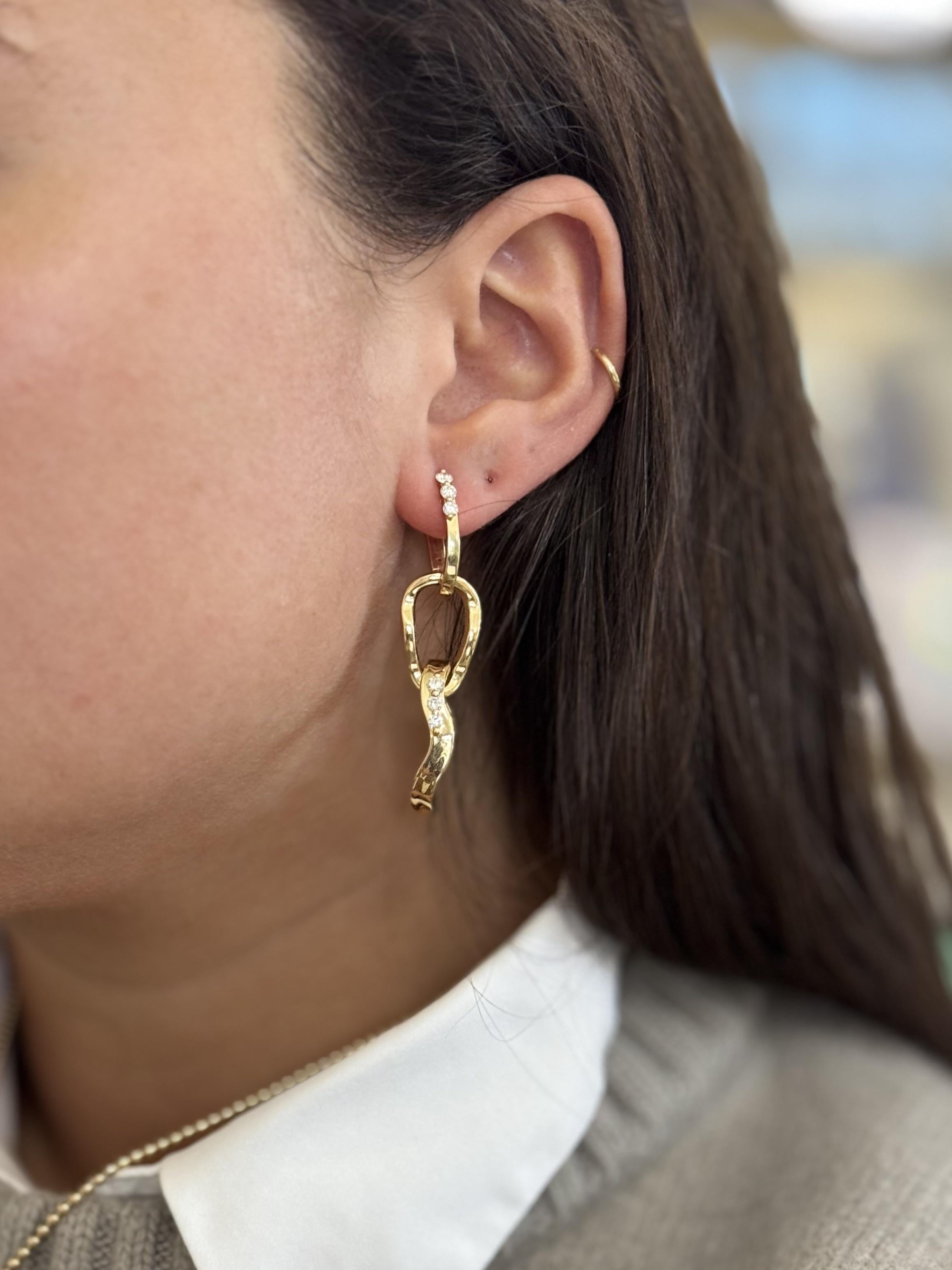 Mattioli Aspis Gold Diamond Link Earrings